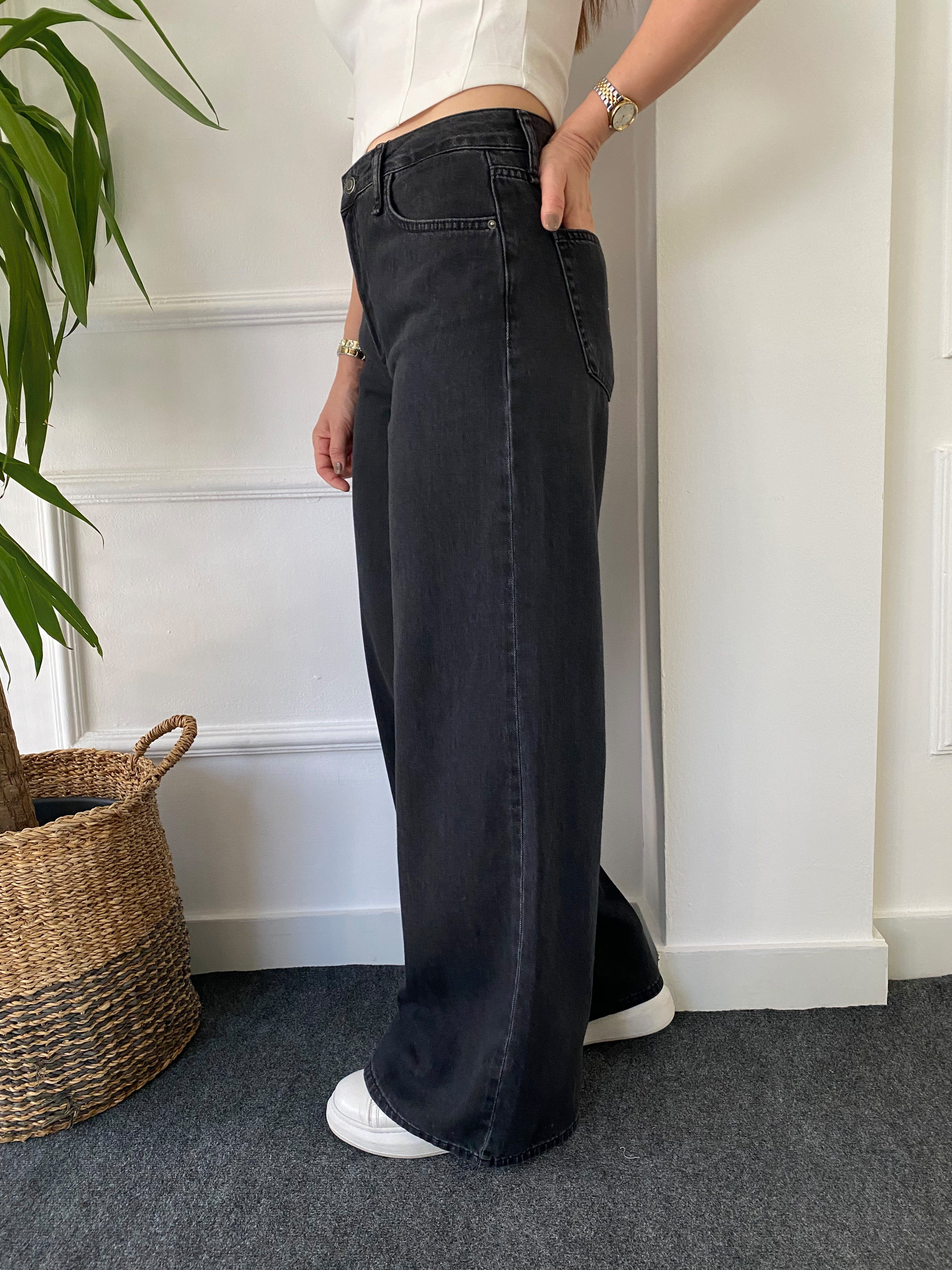 Ultra Wide Ankle Jean Antrasit