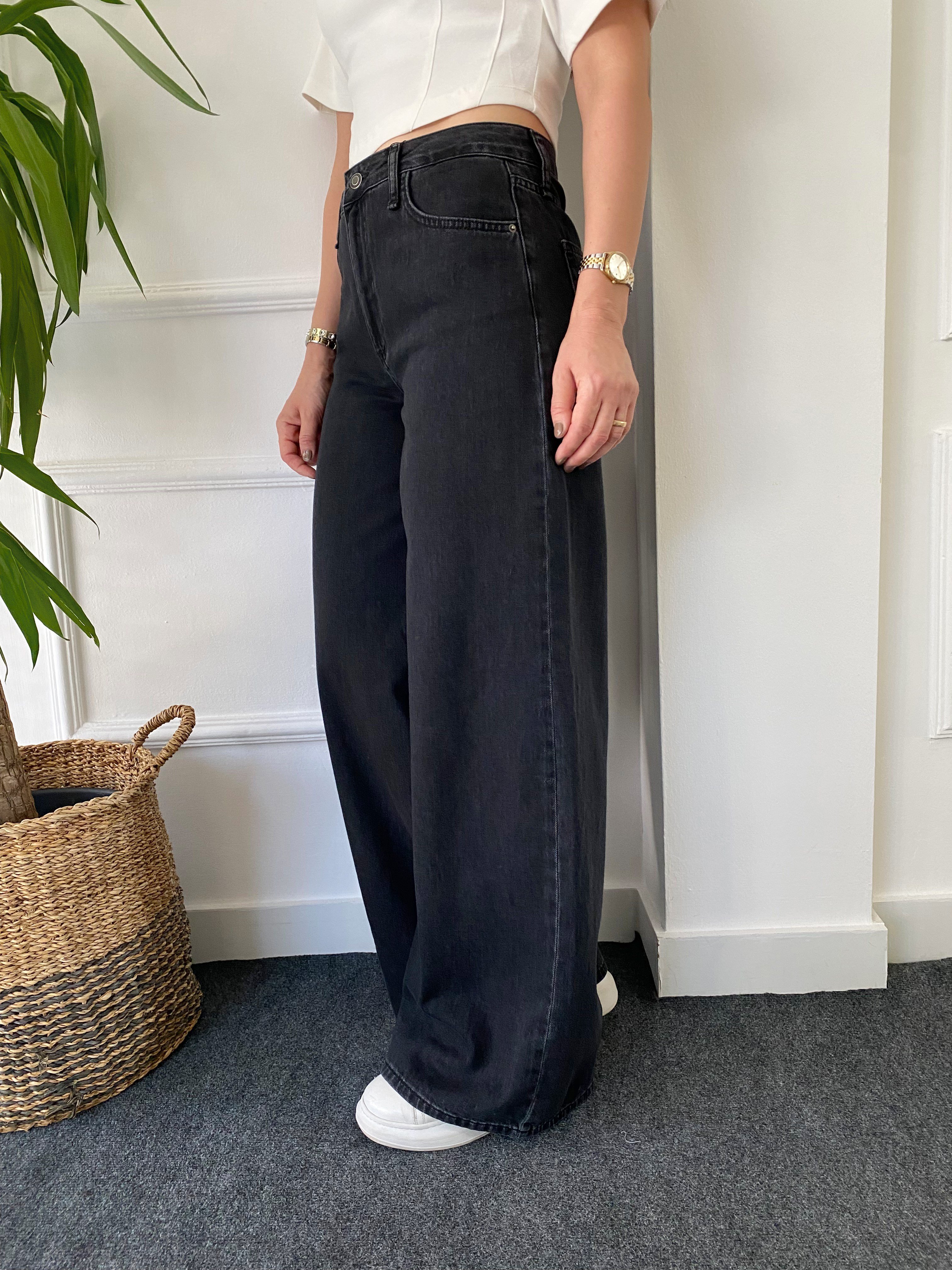 Ultra Wide Ankle Jean Antrasit