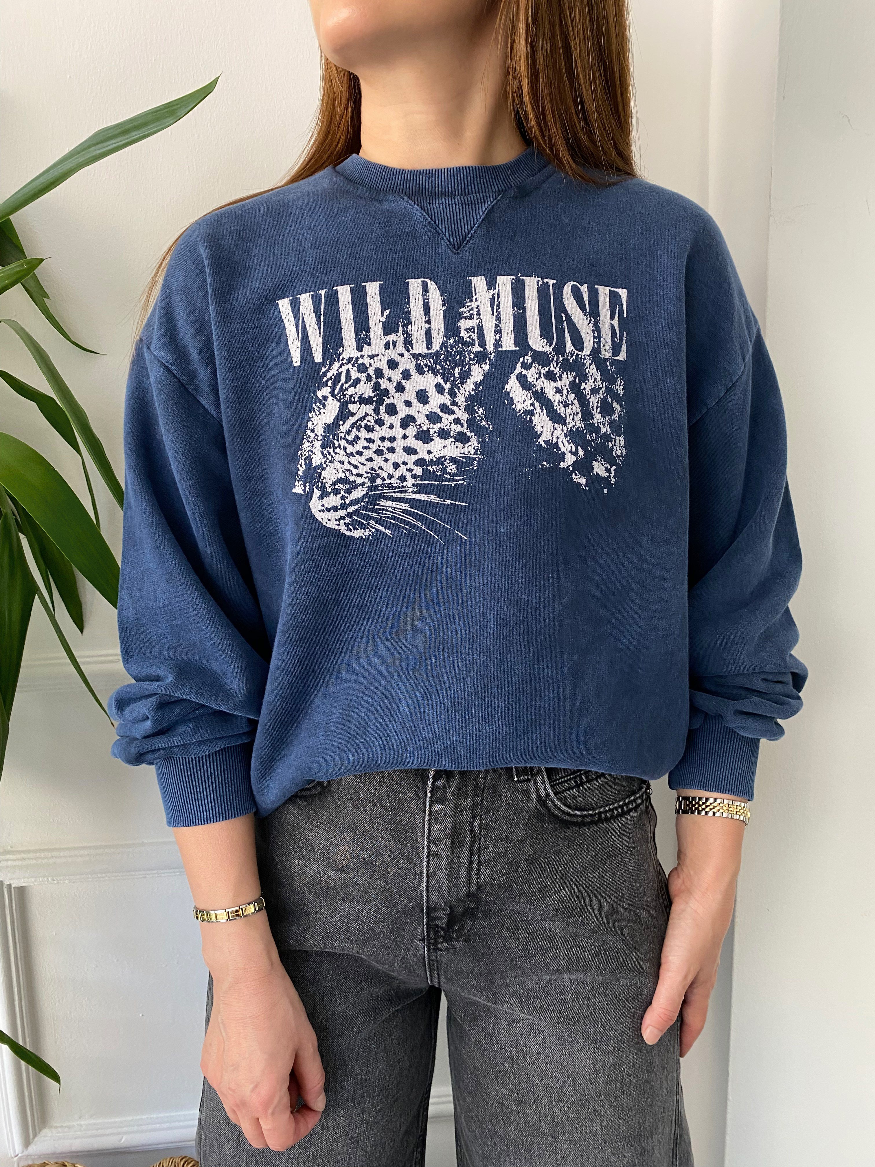 Wıld Muse Baskılı Batik Sweat Lacivert