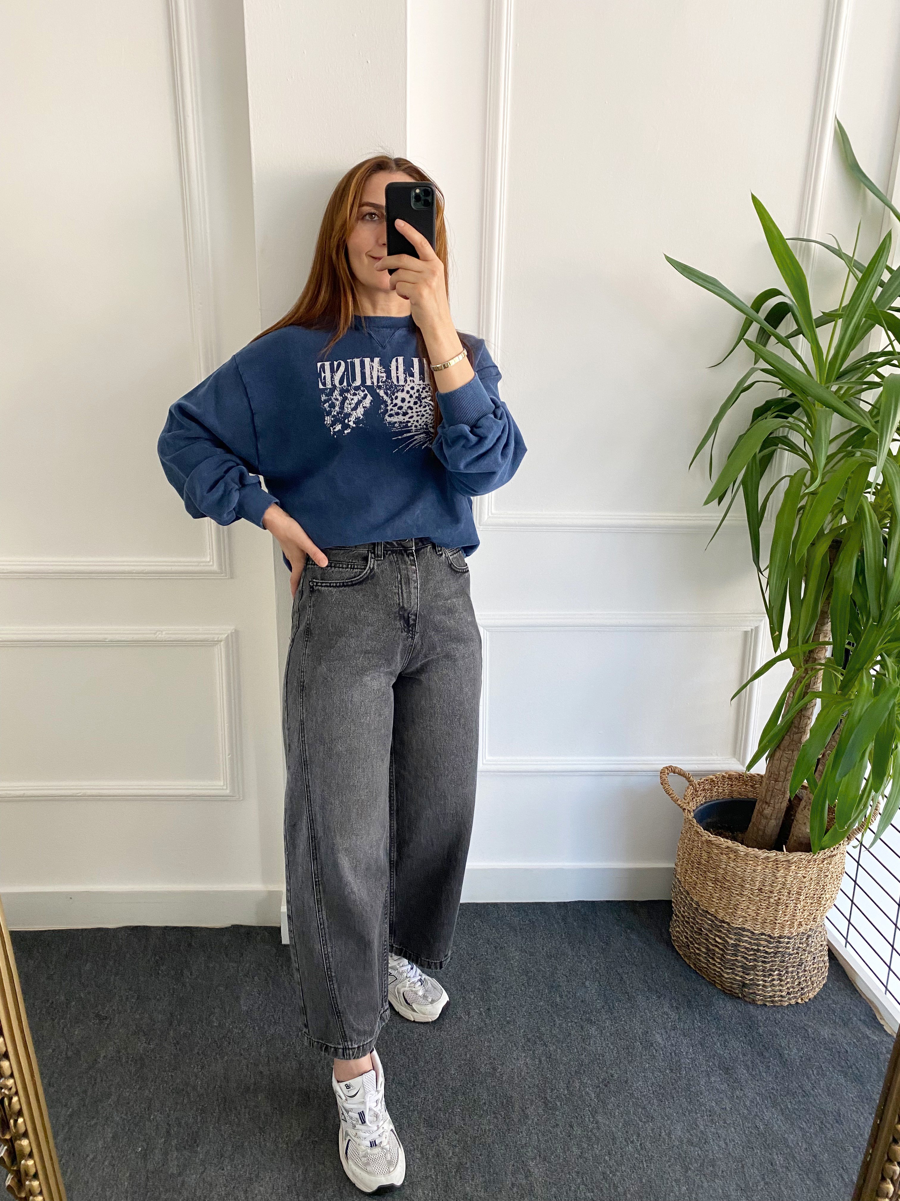 Wıld Muse Baskılı Batik Sweat Lacivert