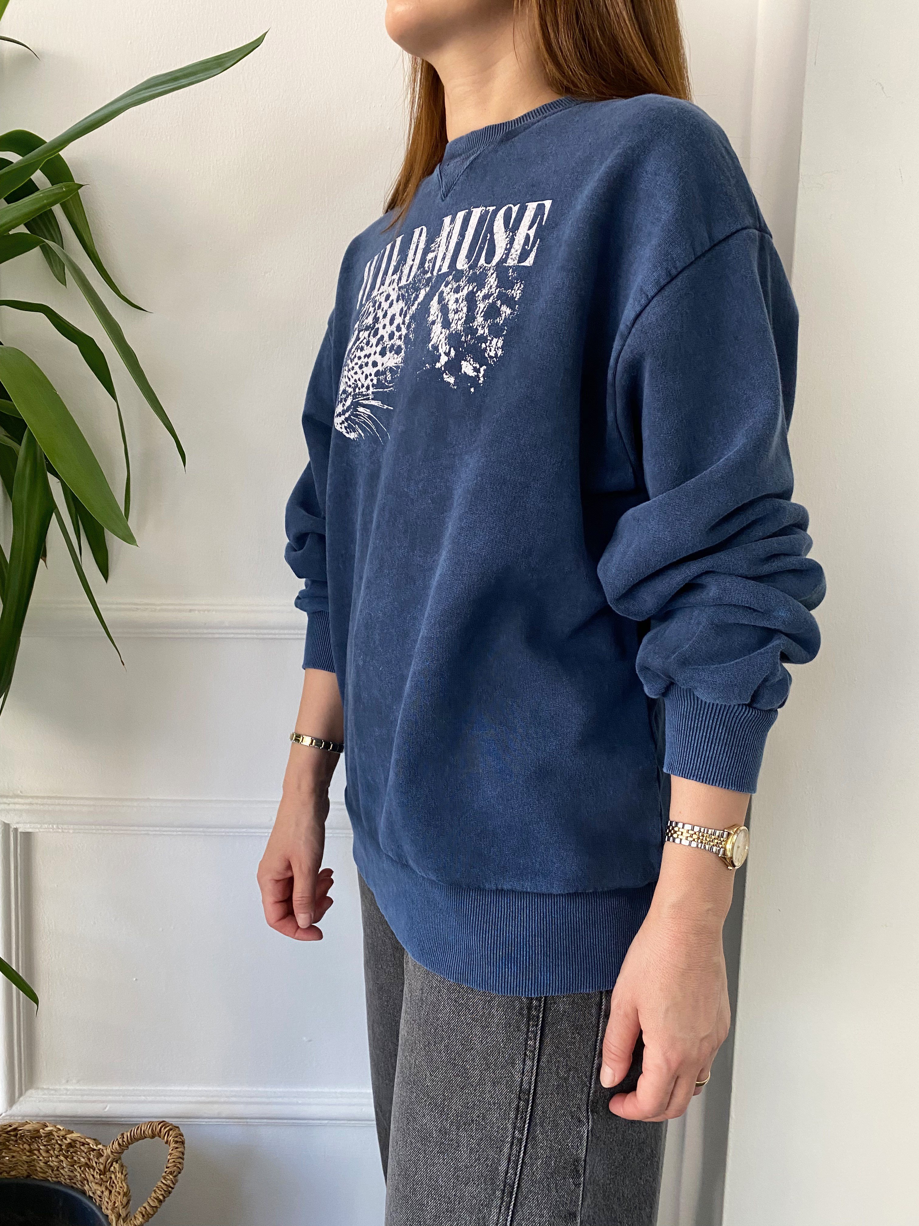Wıld Muse Baskılı Batik Sweat Lacivert