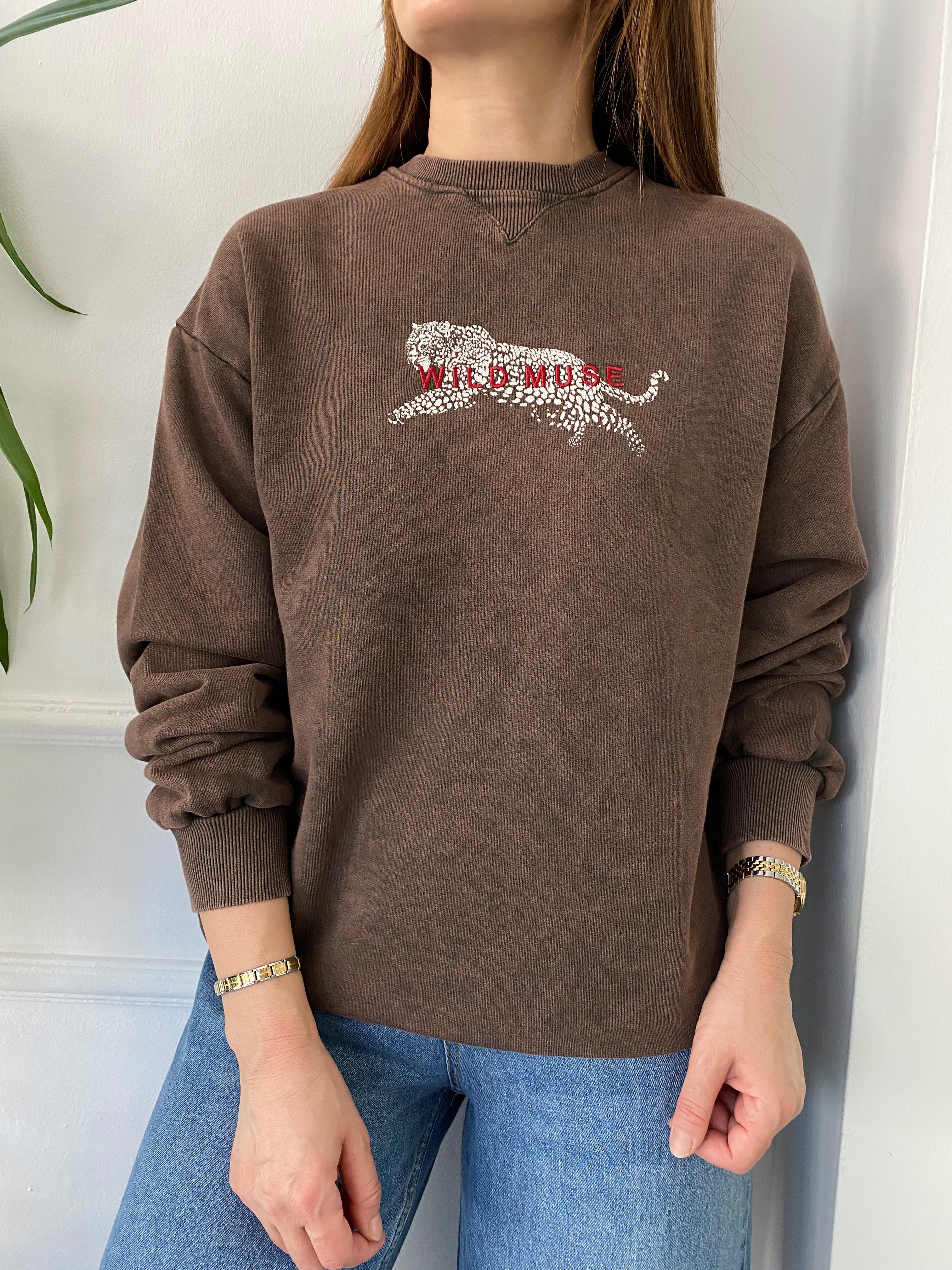 Wild Muse Nakışlı Batik Sweat Kahve