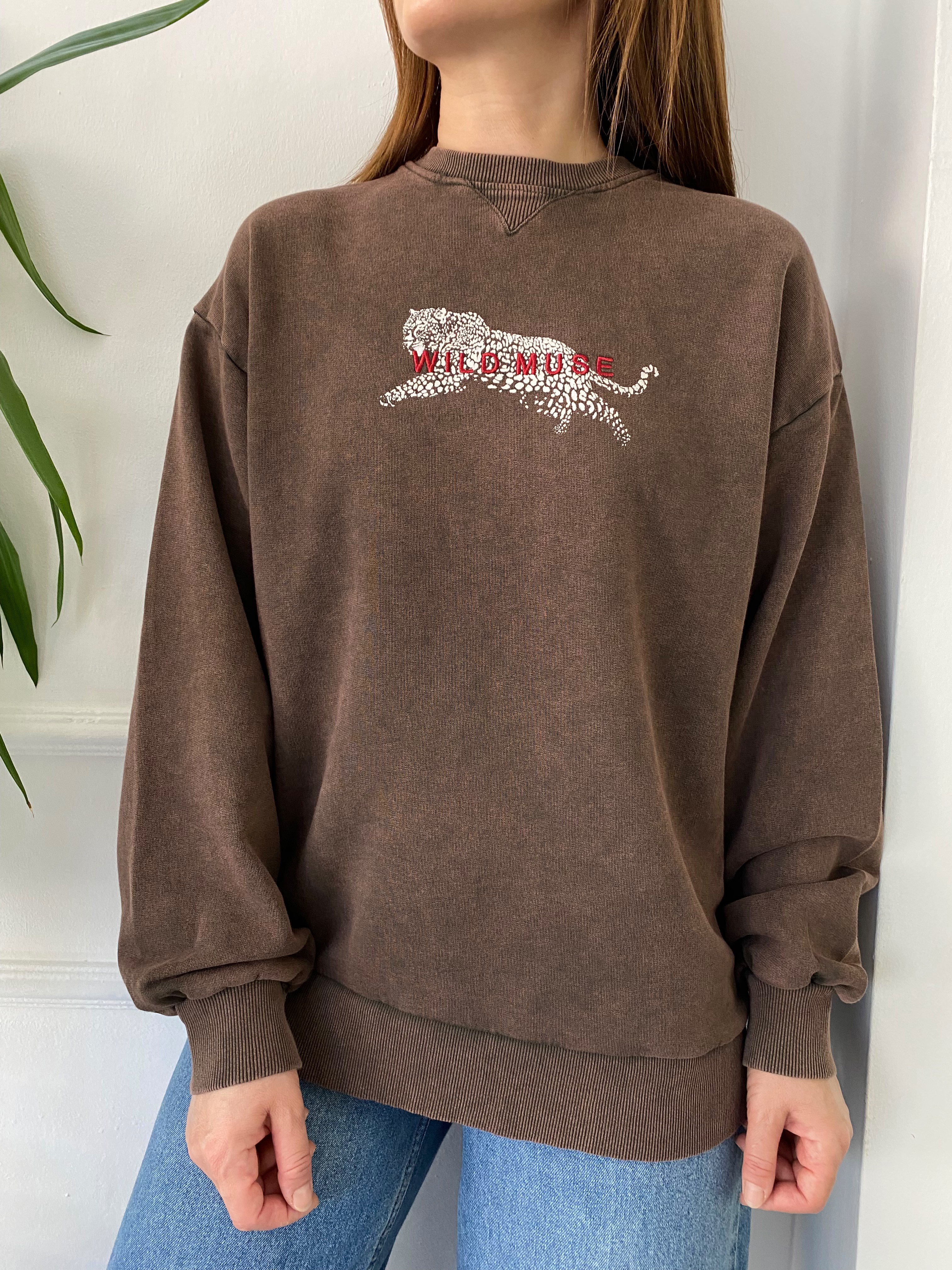 Wild Muse Nakışlı Batik Sweat Kahve
