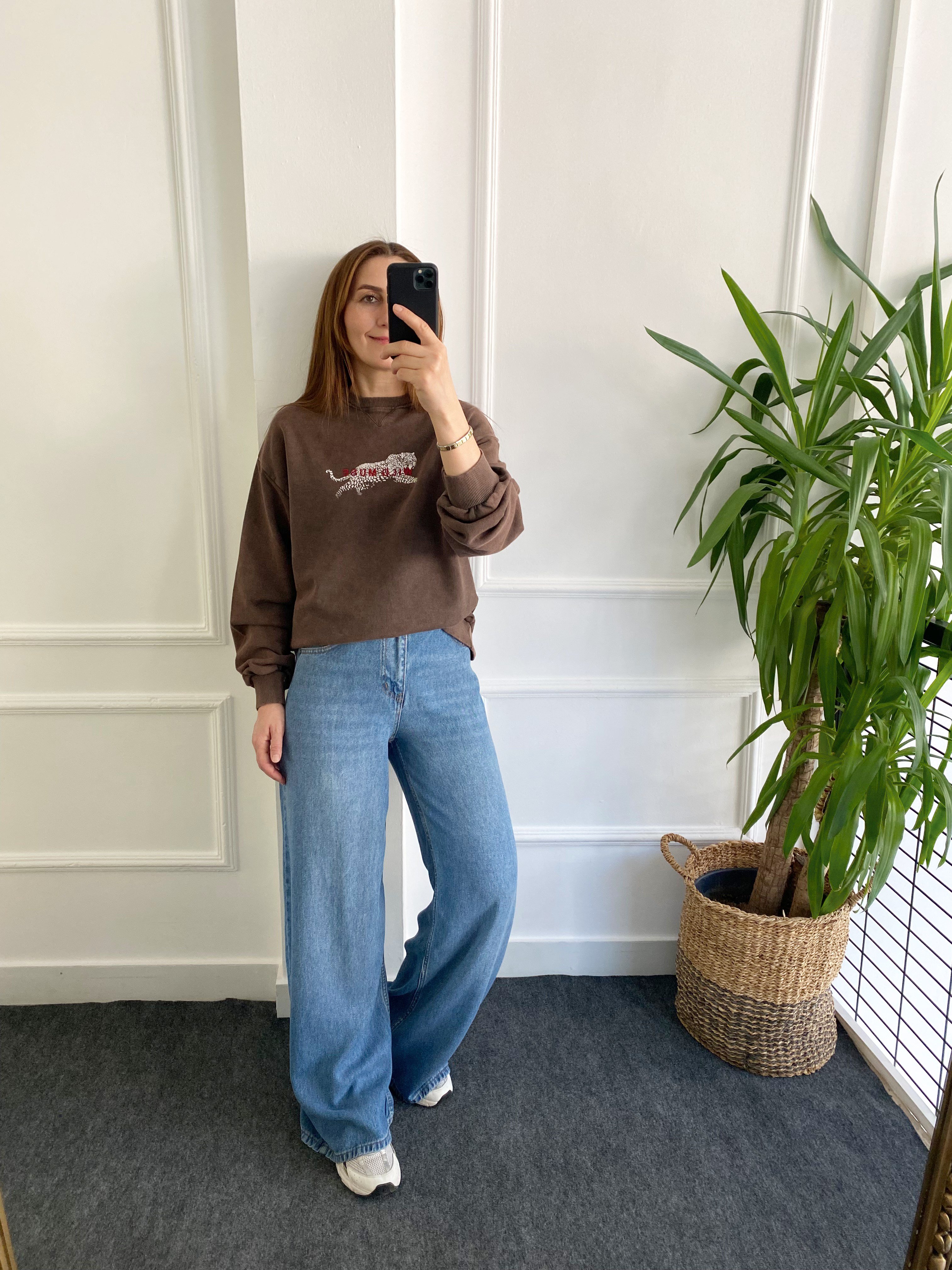 Wild Muse Nakışlı Batik Sweat Kahve