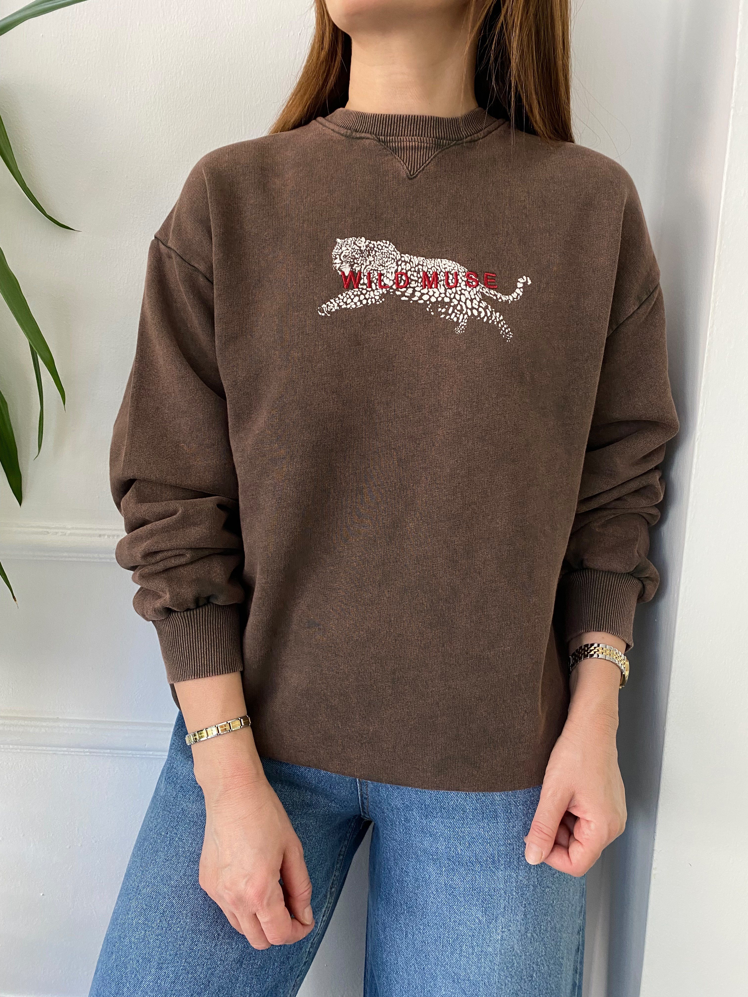 Wild Muse Nakışlı Batik Sweat Kahve