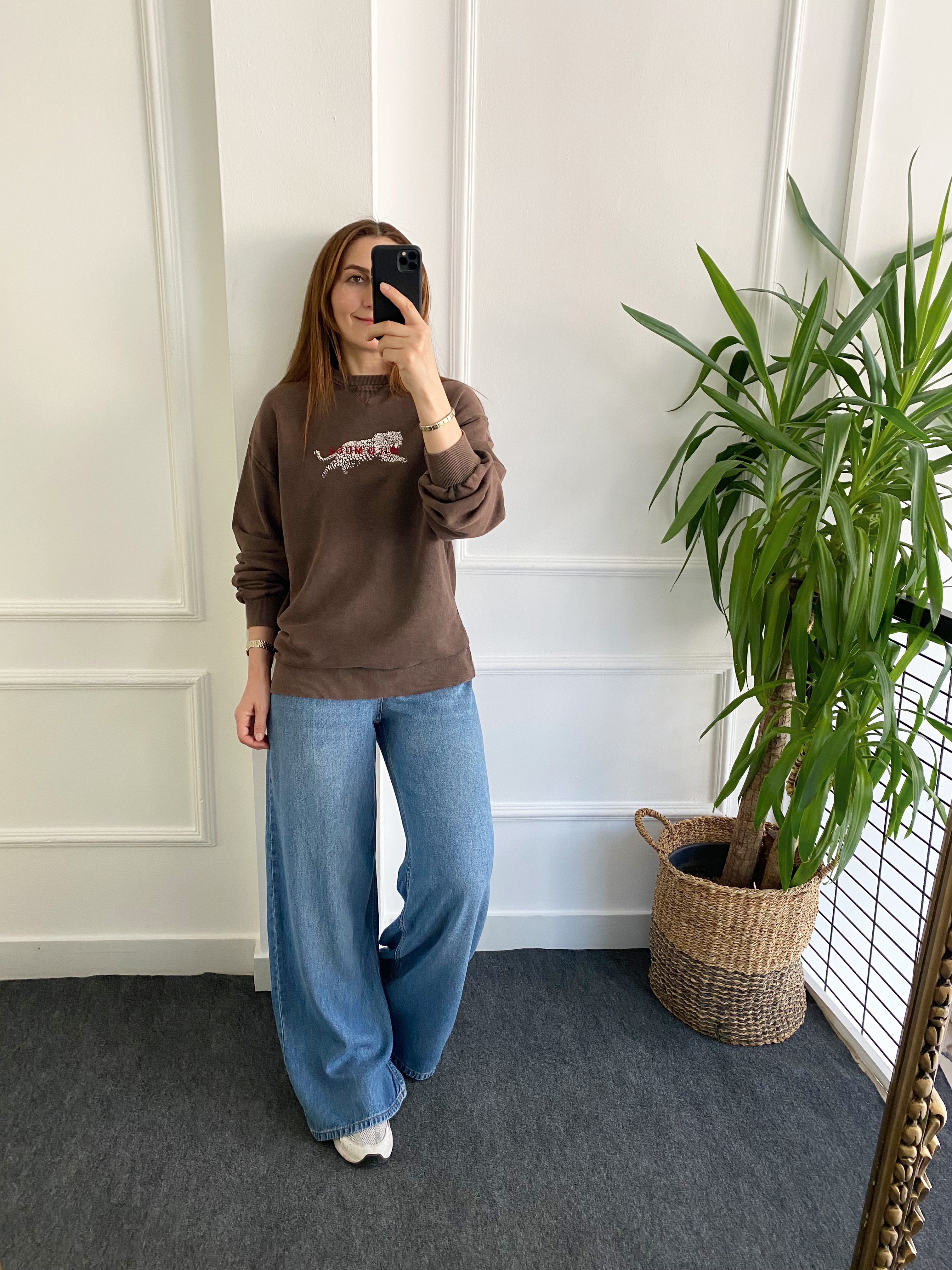 Wild Muse Nakışlı Batik Sweat Kahve