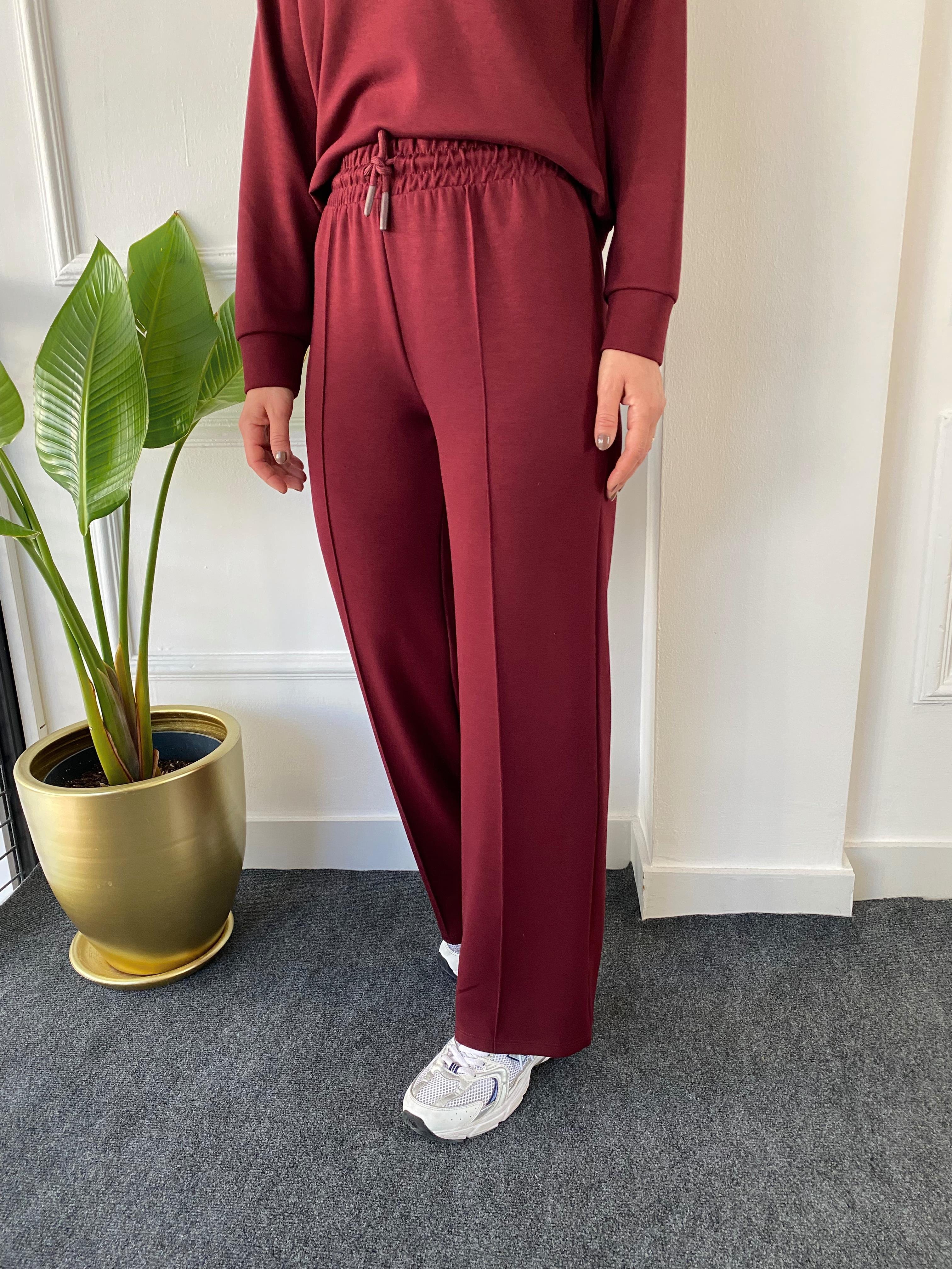 Yaka Fermuarlı Takım Bordo
