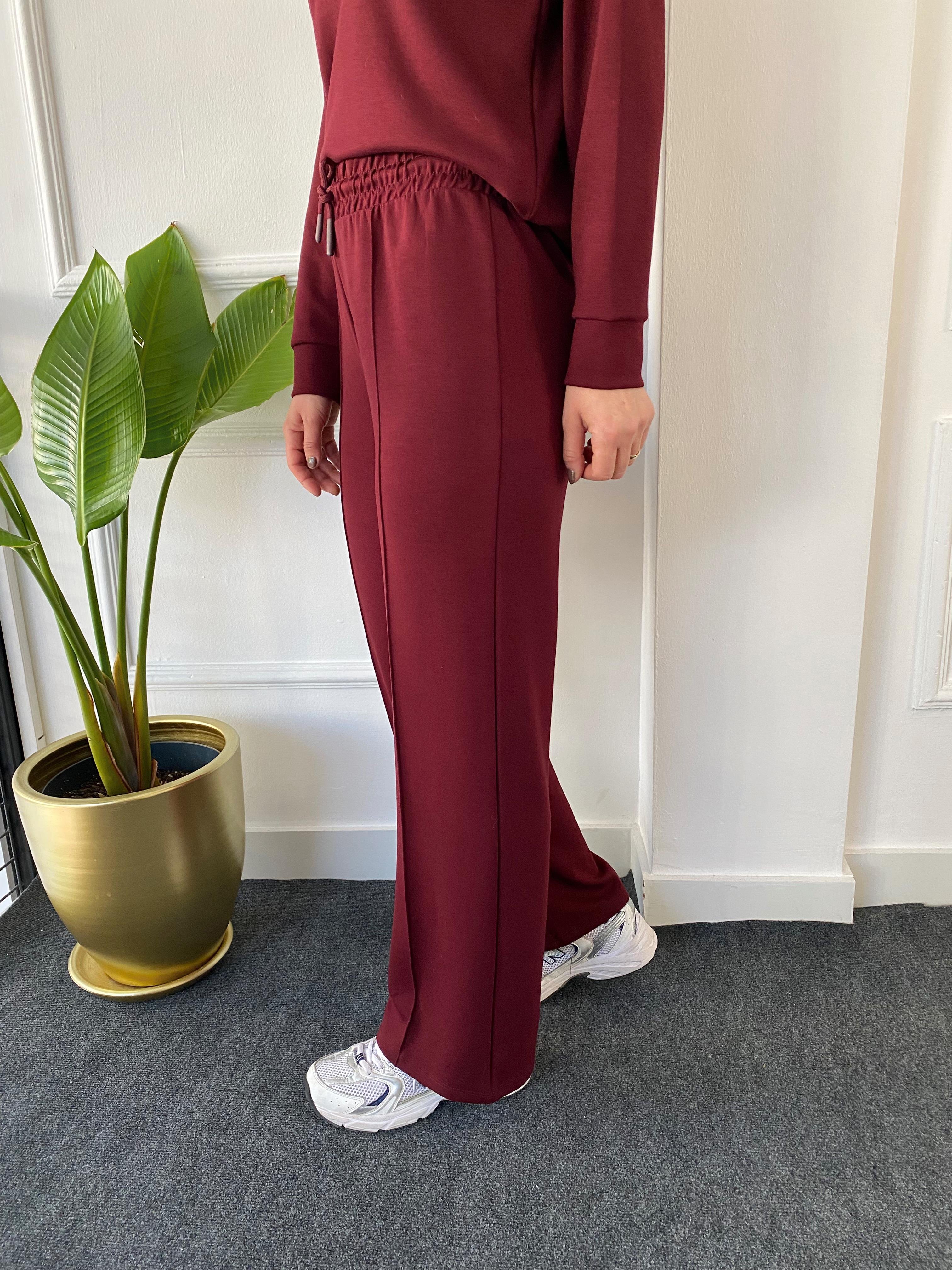 Yaka Fermuarlı Takım Bordo