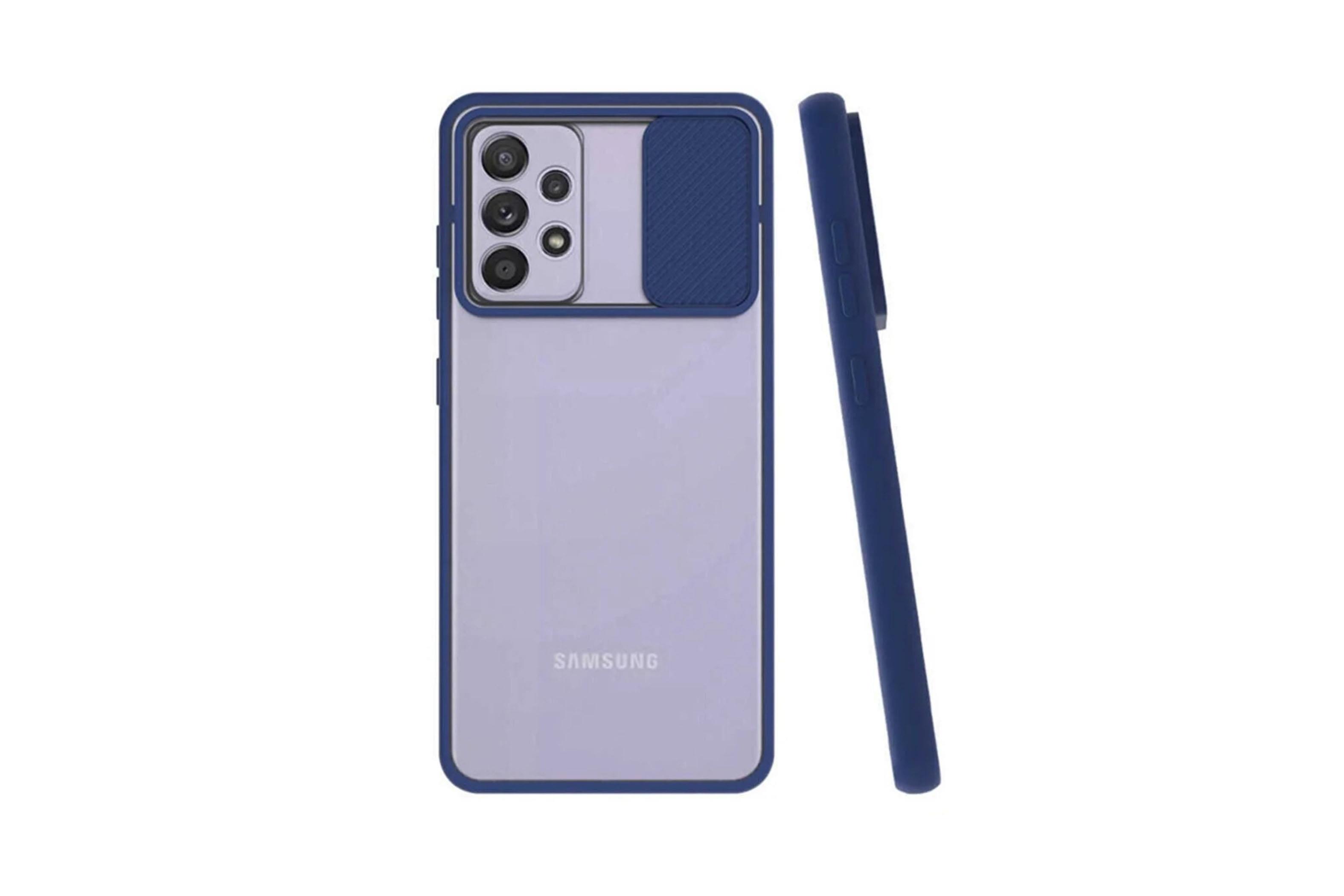 Samsung A52 Kızaklı Kamera Korumalı Kılıf Siyah