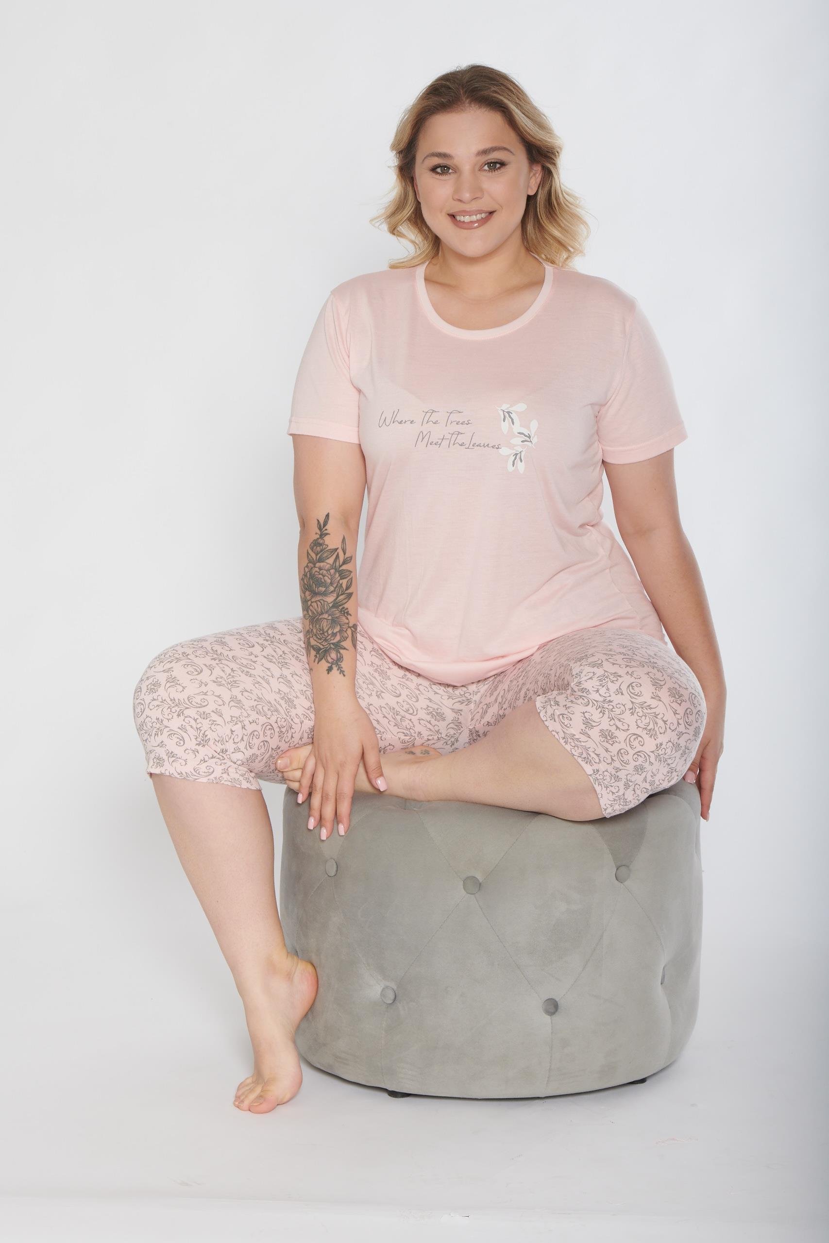 BÜYÜK BEDEN BATTAL KAPRİ TAKIM ALPERİ  B770-01Şort Pijama TakımıAL* PERİBÜYÜK BEDEN BATTAL KAPRİ TAKIM ALPERİ  B770-01