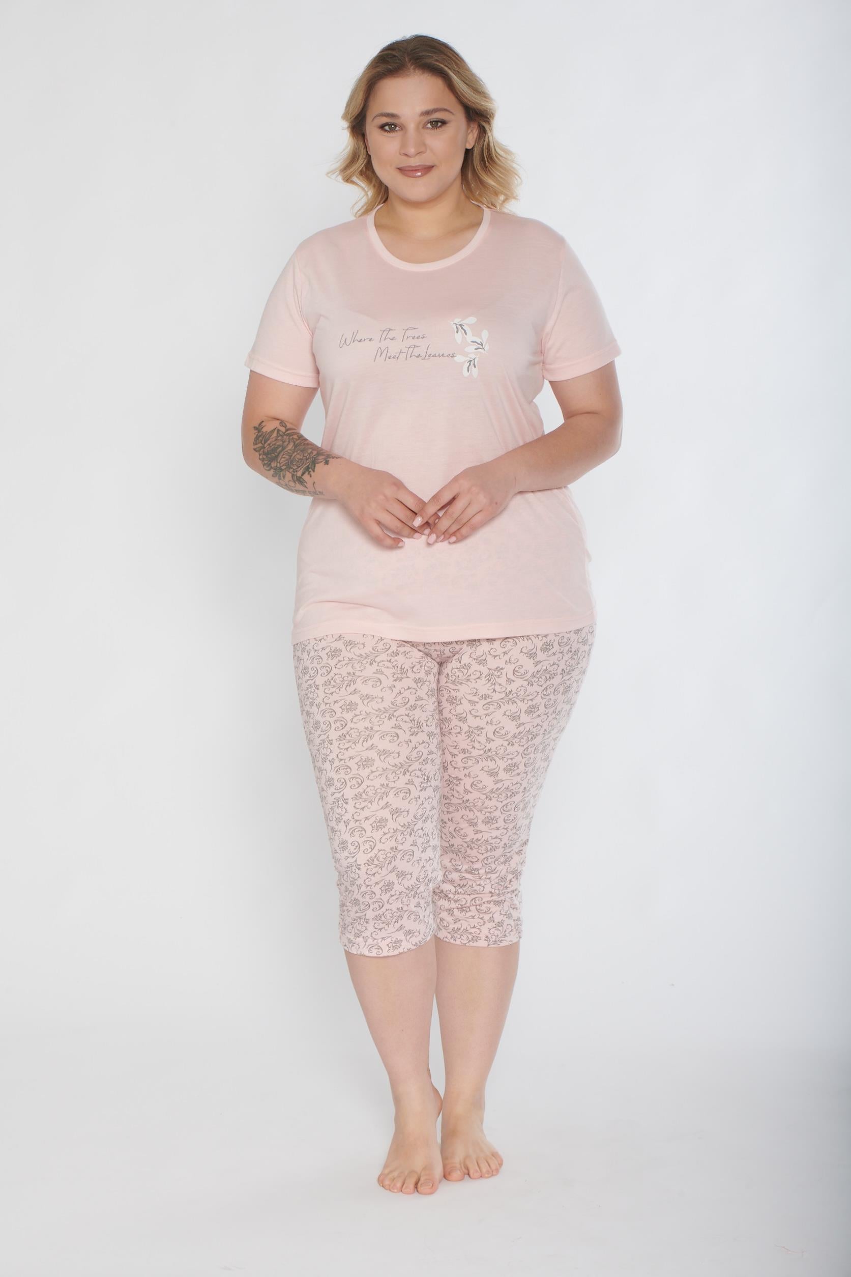 BÜYÜK BEDEN BATTAL KAPRİ TAKIM ALPERİ  B770-01Şort Pijama TakımıAL* PERİBÜYÜK BEDEN BATTAL KAPRİ TAKIM ALPERİ  B770-01