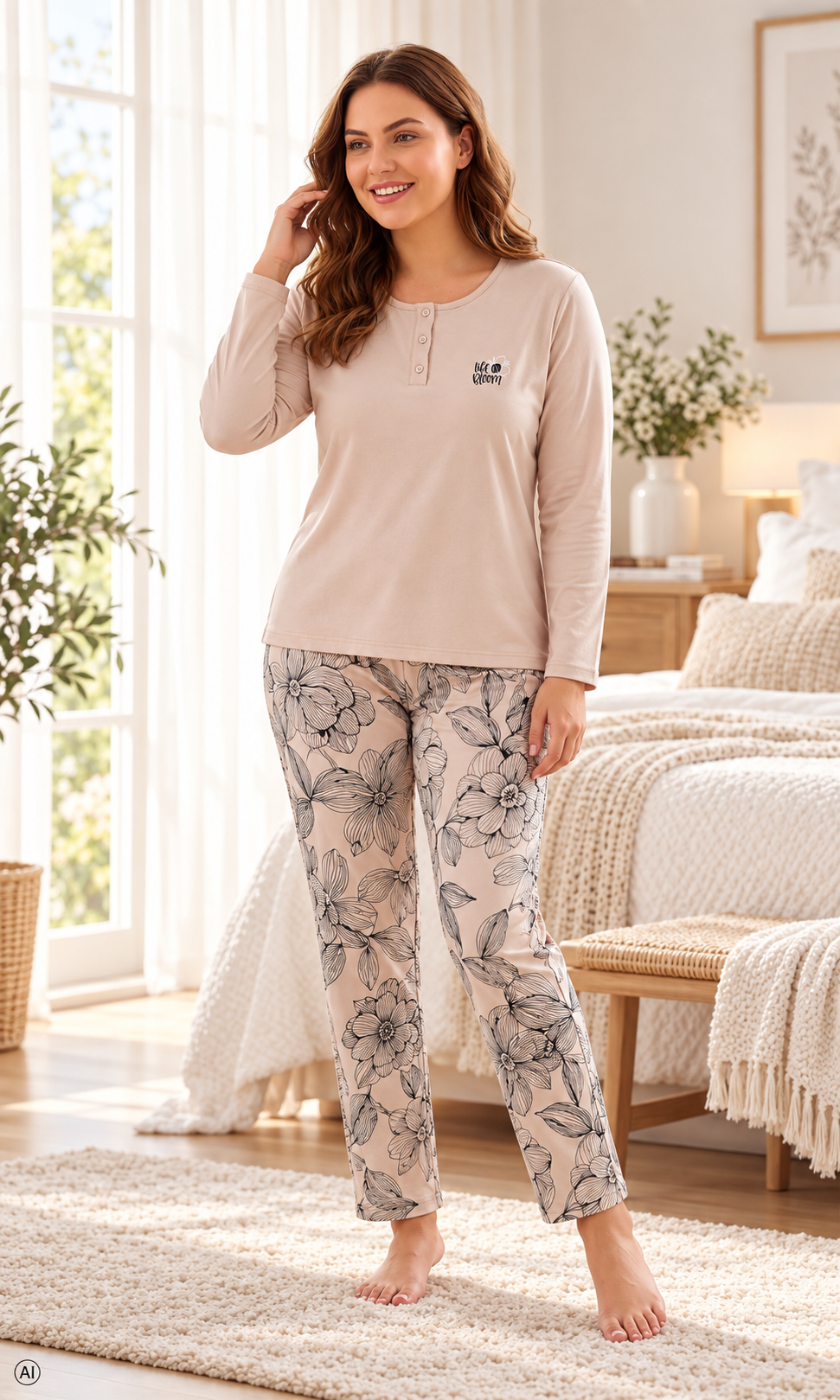 Büyük Beden Kadın Viskon Pijama Takımı Battal Uzun Kollu Patlı Yaka Desenli Anne Pijaması 3-4-5-6XL B89-102Uzun Kol Pijama TakımıFLZBüyük Beden Kadın Viskon Pijama Takımı Battal Uzun Kollu Patlı Yaka Desenli Anne Pijaması 3-4-5-6XL B89-102