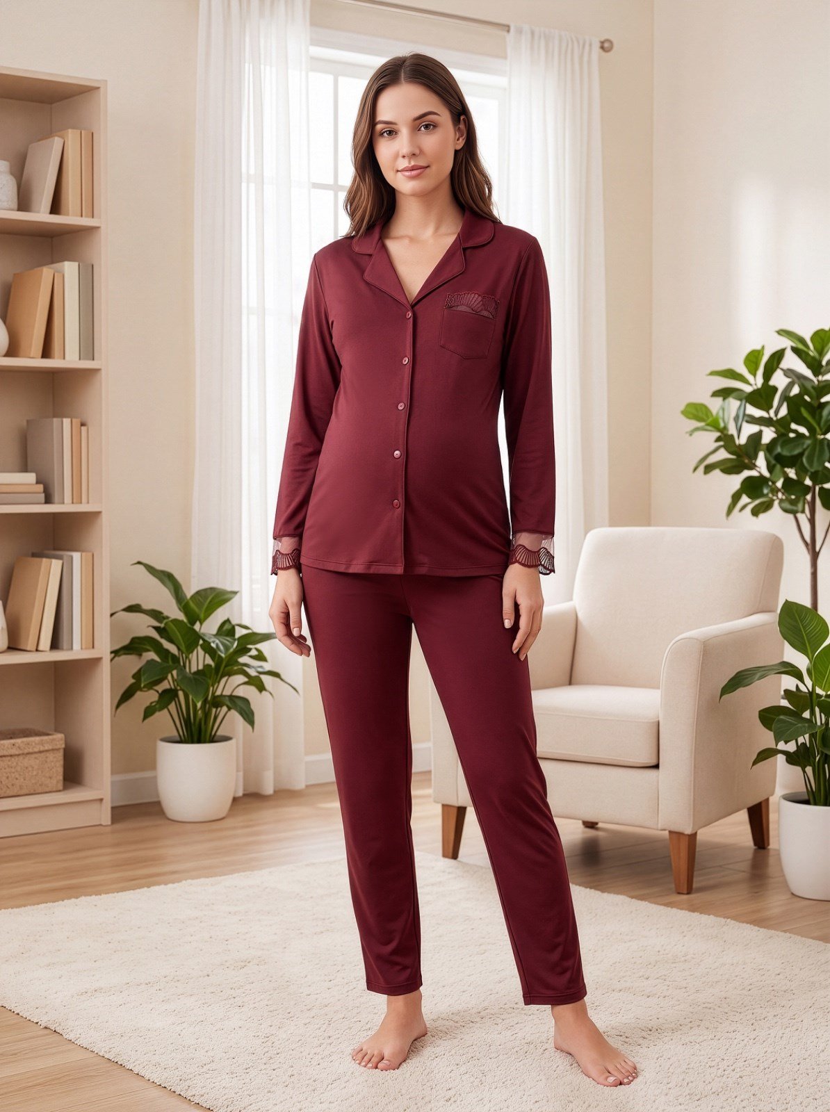 Hamile Lohusa Viskon Pijama Takımı Boydan Düğmeli Uzun Kollu Emzirme Uyumlu Homewear M-XXL 25-20Lohusa Pijama TakımıFLZHamile Lohusa Viskon Pijama Takımı Boydan Düğmeli Uzun Kollu Emzirme Uyumlu Homewear M-XXL 25-20