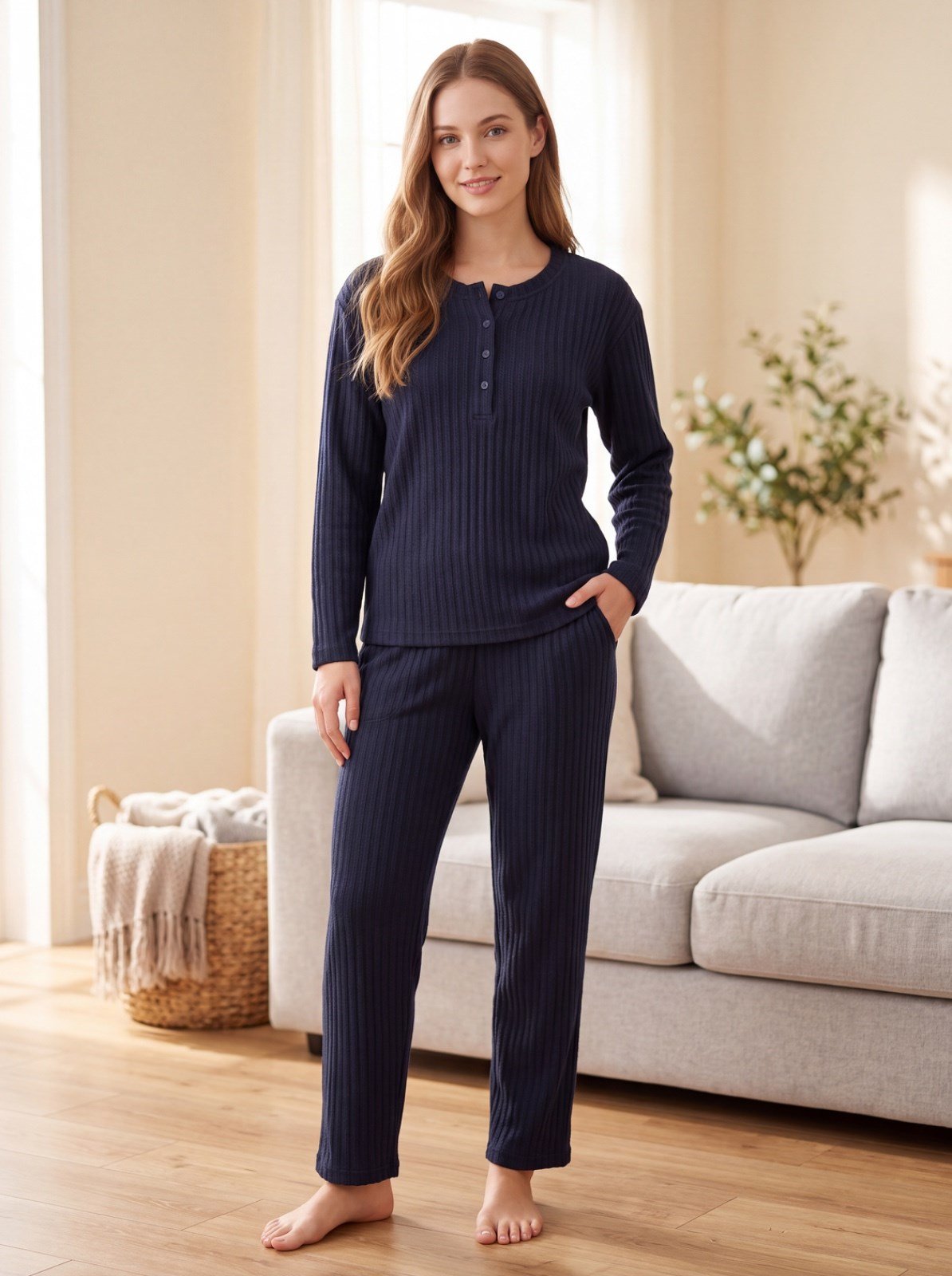 Kadın Kaşkorse Pijama Takımı Uzun Kollu Çizgi Desenli Modern Homewear Ev Giyim 09-311Uzun Kol PijamaDOWRYKadın Kaşkorse Pijama Takımı Uzun Kollu Çizgi Desenli Modern Homewear Ev Giyim 09-311