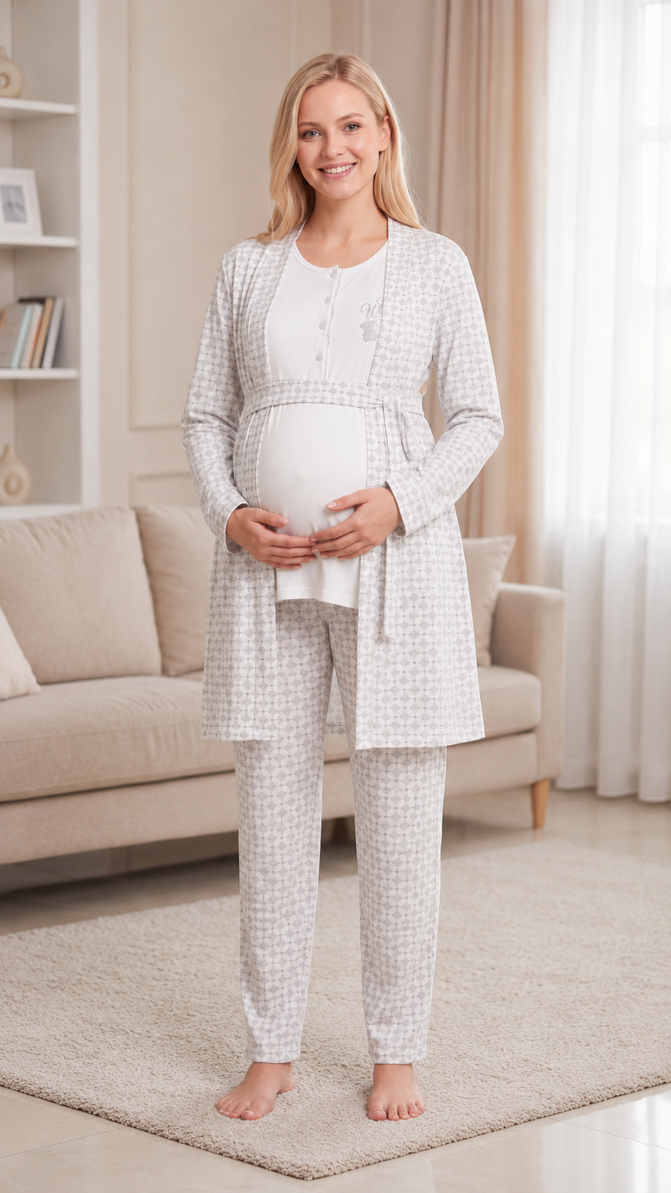 Kadın Lohusa Hamile 3'lü Viskon Pijama Takımı Sabahlıklı Uzun Kollu Hastane Çıkışı M L XL XXL 31-152Lohusa 3 lü TakımFLZKadın Lohusa Hamile 3'lü Viskon Pijama Takımı Sabahlıklı Uzun Kollu Hastane Çıkışı M L XL XXL 31-152