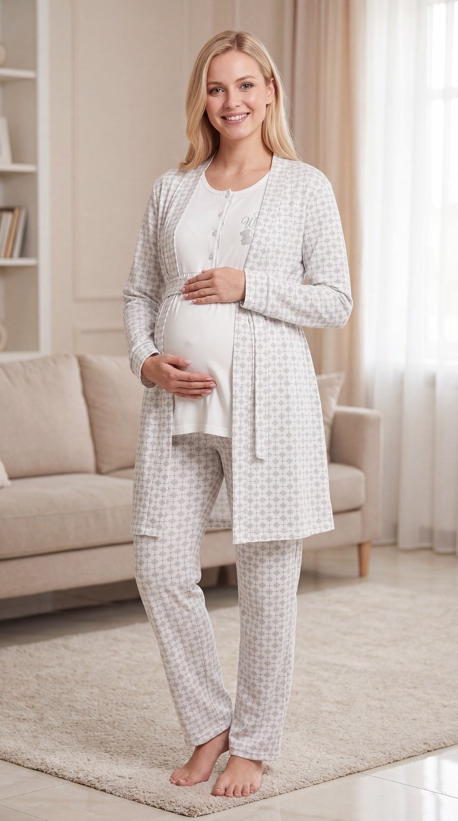 Kadın Lohusa Hamile 3'lü Viskon Pijama Takımı Sabahlıklı Uzun Kollu Hastane Çıkışı M L XL XXL 31-152Lohusa 3 lü TakımFLZKadın Lohusa Hamile 3'lü Viskon Pijama Takımı Sabahlıklı Uzun Kollu Hastane Çıkışı M L XL XXL 31-152