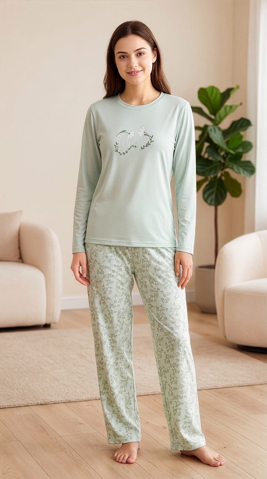 Kadın Viskon Pijama Takımı Kışlık Uzun Kollu Bisiklet Yaka Desenli Rahat Pijama M L XL XXL 89-157Uzun Kol PijamaFLZKadın Viskon Pijama Takımı Kışlık Uzun Kollu Bisiklet Yaka Desenli Rahat Pijama M L XL XXL 89-157