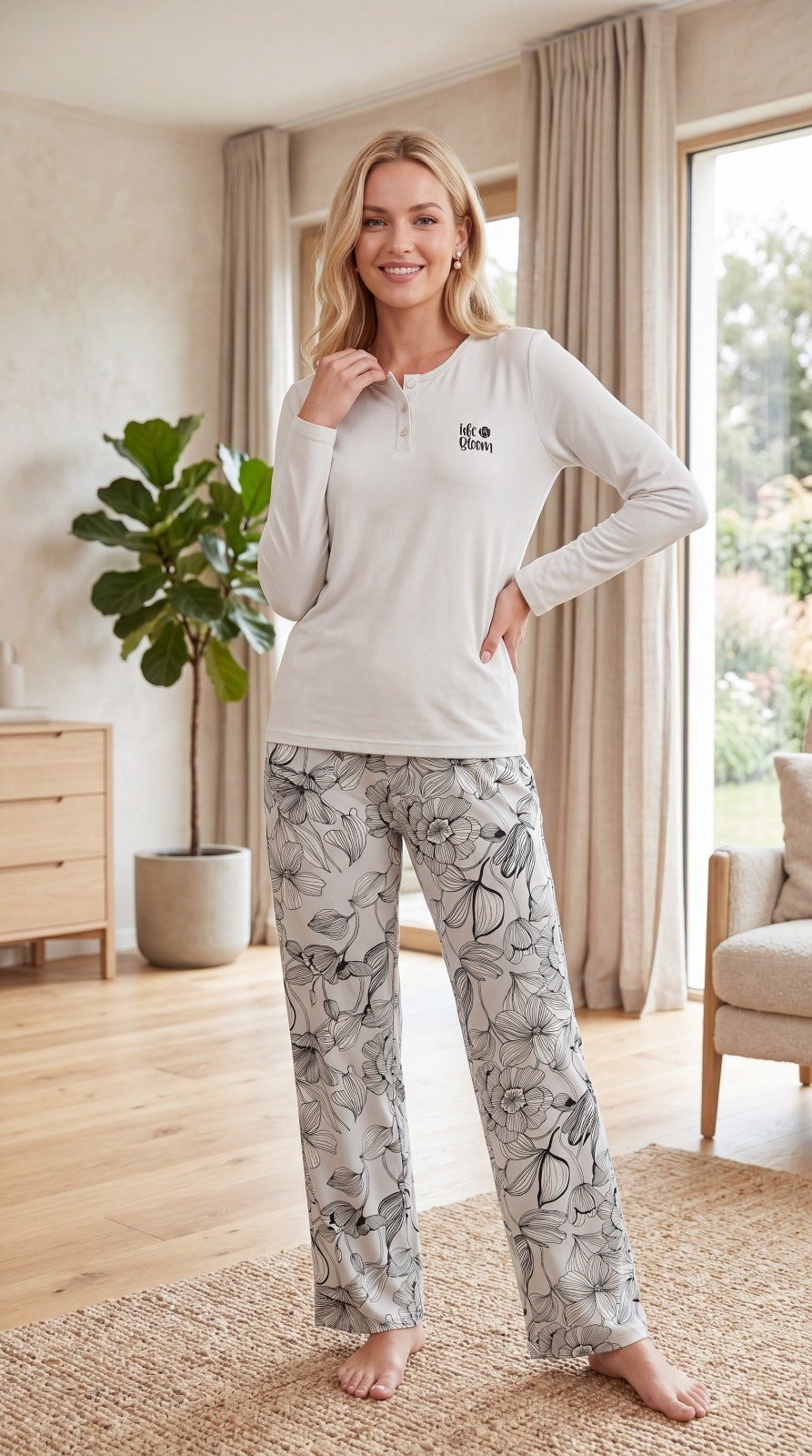 Kadın Viskon Pijama Takımı Uzun Kollu 3 Düğmeli Patlı Yaka Çiçek Desenli Rahat Kesim Şık Homewear M-XXL 89-171Uzun Kol PijamaFLZKadın Viskon Pijama Takımı Uzun Kollu 3 Düğmeli Patlı Yaka Çiçek Desenli Rahat Kesim Şık Homewear M-XXL 89-171