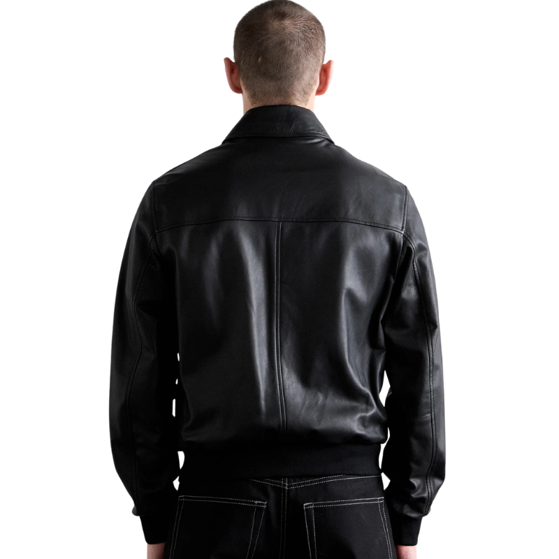 Emporio Armani Erkek Siyah Deri Bomber Ceket EM007012 AF28559