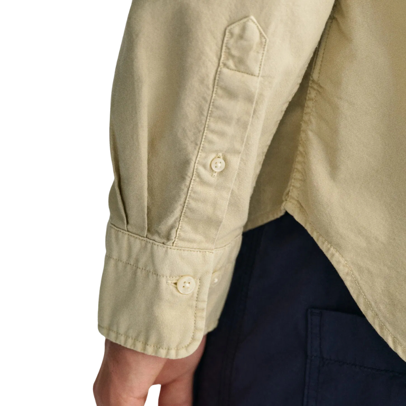 Gant Erkek Bej Regular Fit Düğmeli Yaka Oxford Gömlek 