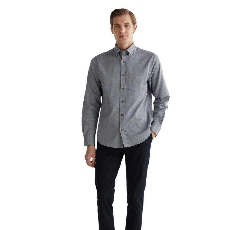 Gant Erkek Gri Regular Fit Düğmeli Yaka Gömlek