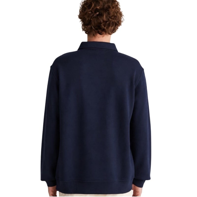 Gant Erkek Lacivert Relaxed Fit Yarım Fermuarlı Sweatshirt