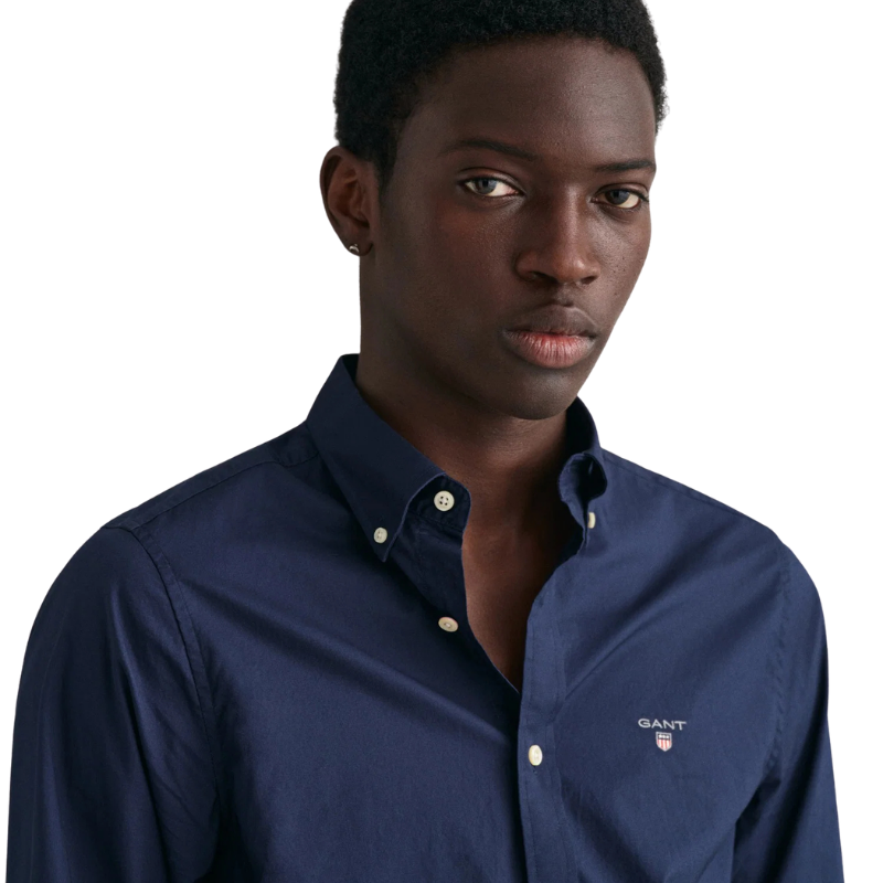 Gant Erkek Lacivert Slim Fit Düğmeli Yaka Gömlek 3046402.410