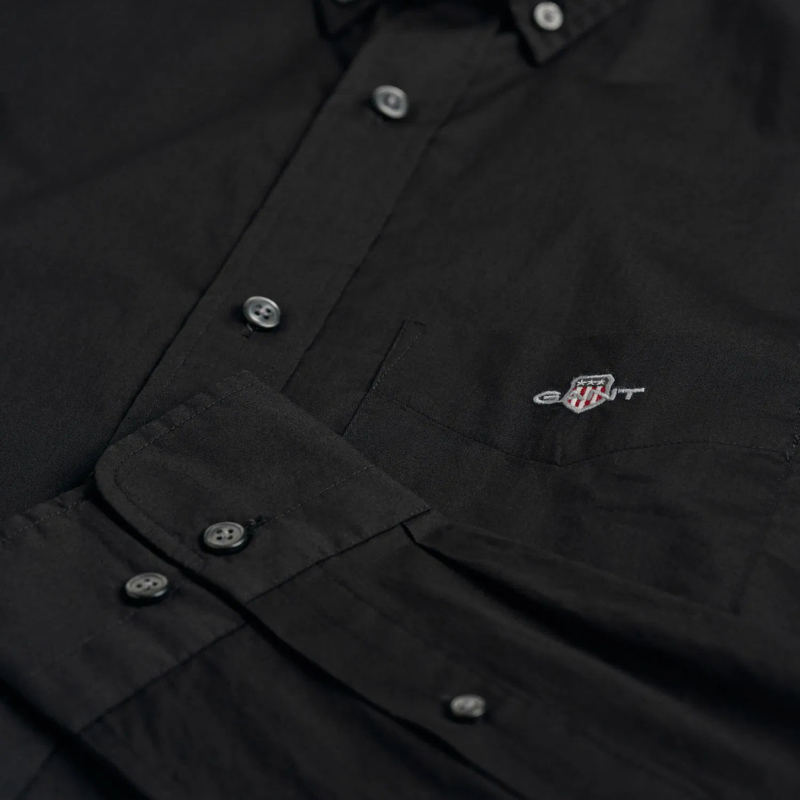 Gant Erkek Siyah Regular Fit Düğmeli Yaka Poplin Gömlek