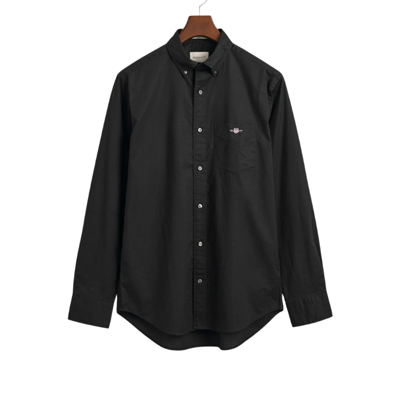 Gant Erkek Siyah Regular Fit Düğmeli Yaka Poplin Gömlek