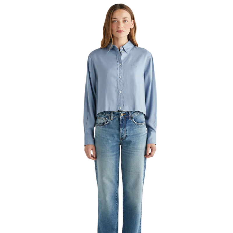 Gant Kadın Mavi Crop Fit Gömlek 