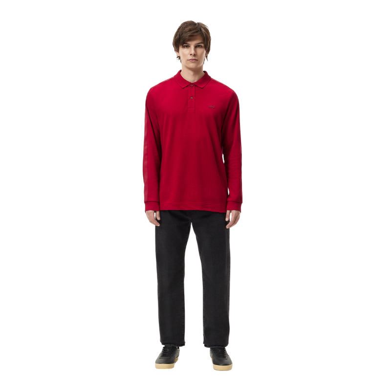 Lacoste Bordo Uzun Kollu Polo Tshırt