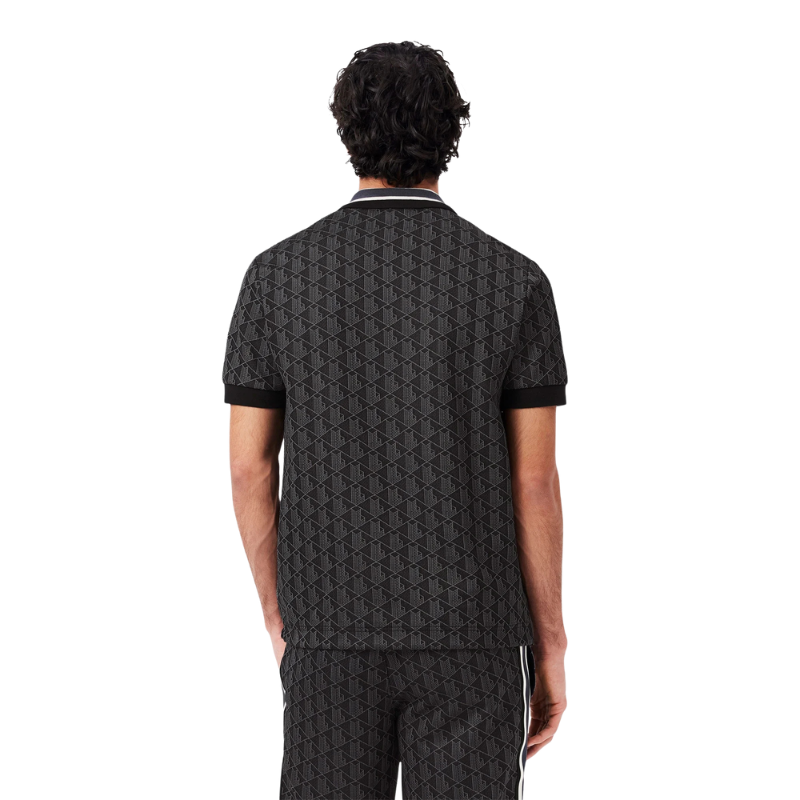 Lacoste Erkek Classic Fit Monogram Siyah Polo Yaka Tshırt