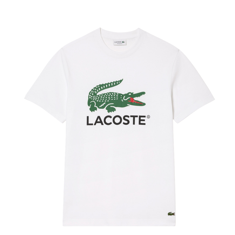 Lacoste Erkek Regular Fit Bisiklet Yaka Baskılı Beyaz T-Shirt TH1285.001