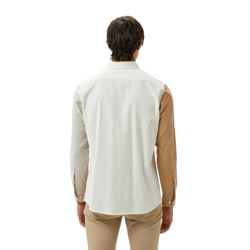 Lacoste Erkek Regular Fit Düğmeli Yaka Renk Bloklu Bej Gömlek