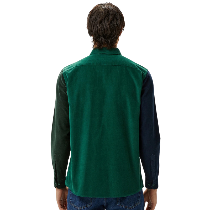 Lacoste Erkek Regular Fit Düğmeli Yaka Renk Bloklu Koyu Yeşil Gömlek