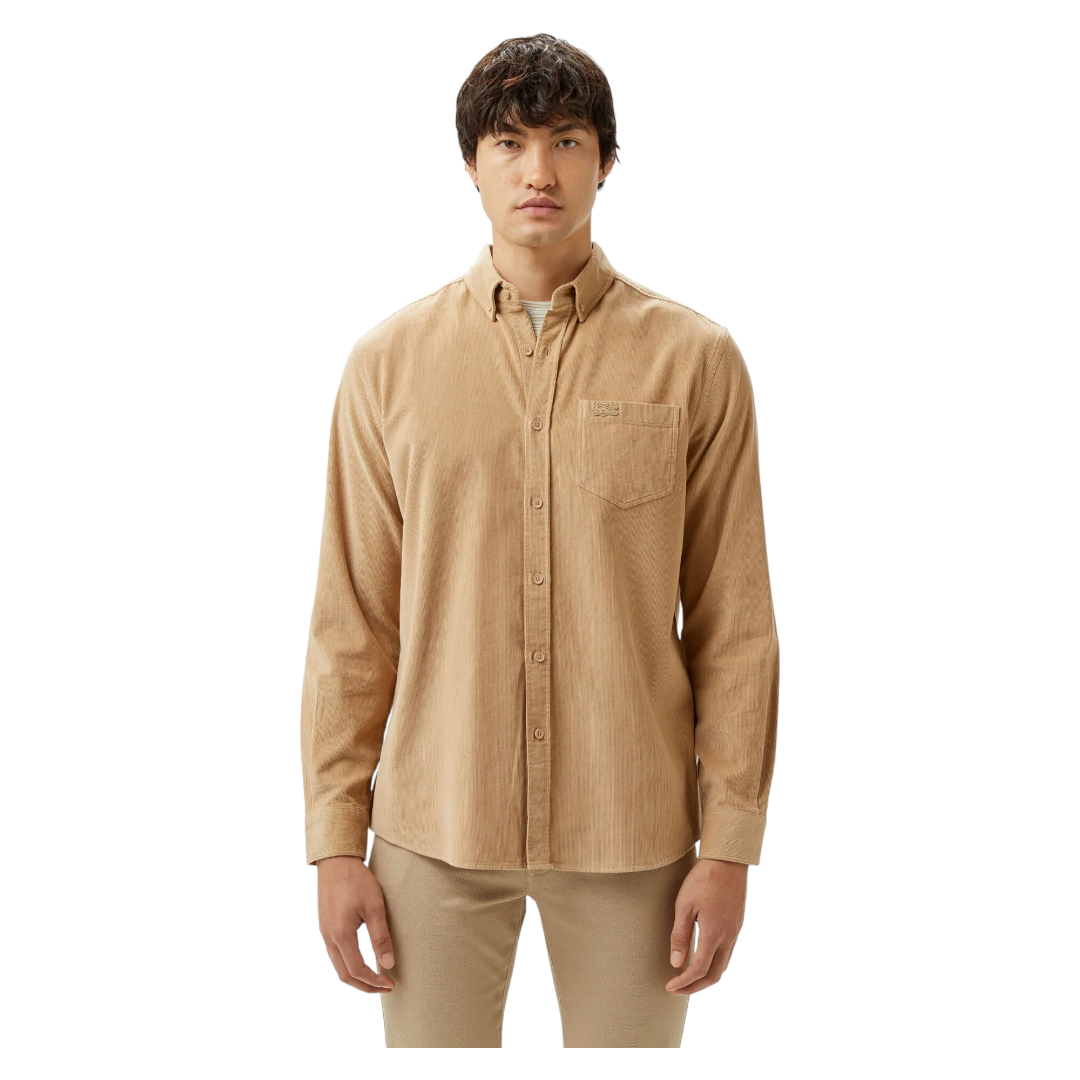 Lacoste Erkek Regular Fit Düğmeli Yaka Bej Gömlek CH2537.02S