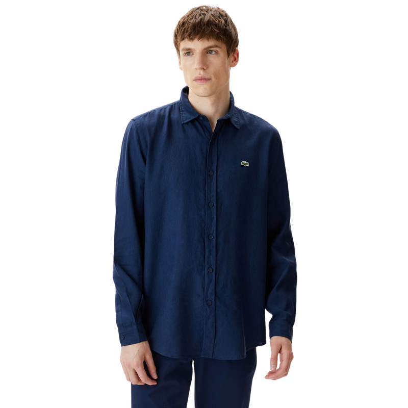 Lacoste Erkek Regular Fit Keten Lacivert Gömlek CH0410.166