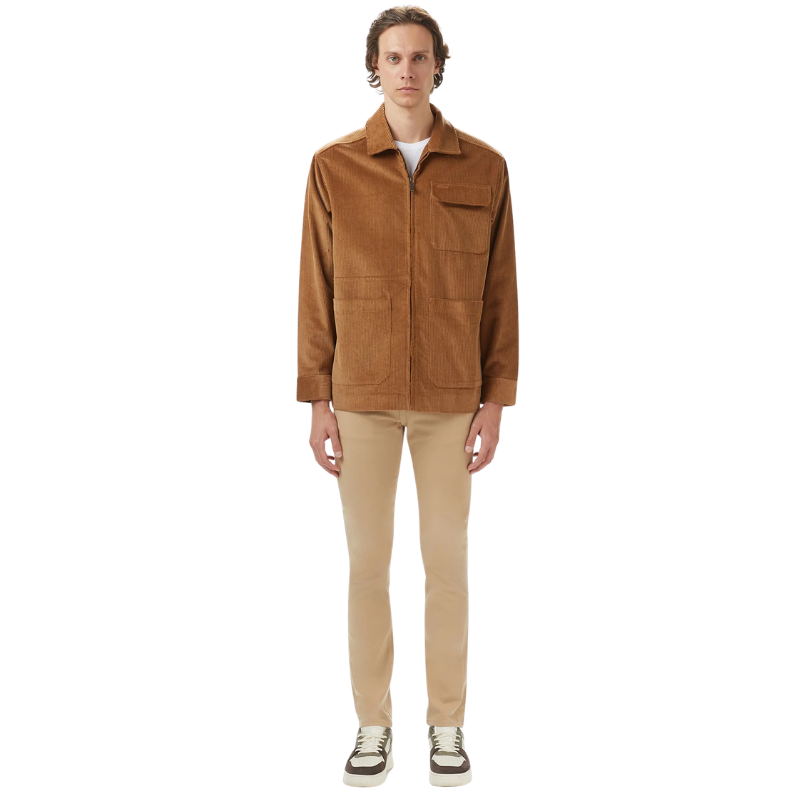 Lacoste Erkek Relaxed Fit Fermuarlı Kahverengi Dış Gömlek