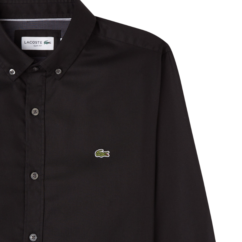 Lacoste Erkek Slim Fit Düğmeli Yaka Siyah Gömlek