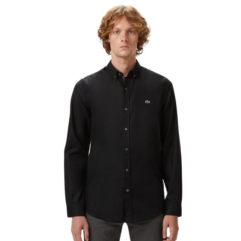 Lacoste Erkek Slim Fit Düğmeli Yaka Siyah Gömlek