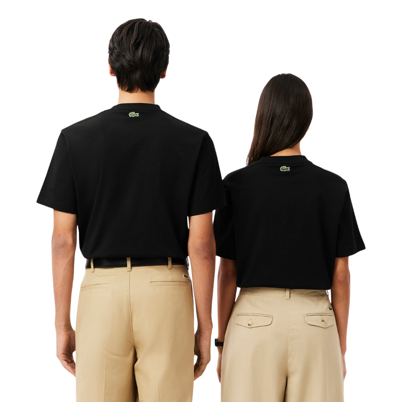 Lacoste Signature Print Paris Unisex Siyah T-Shirt