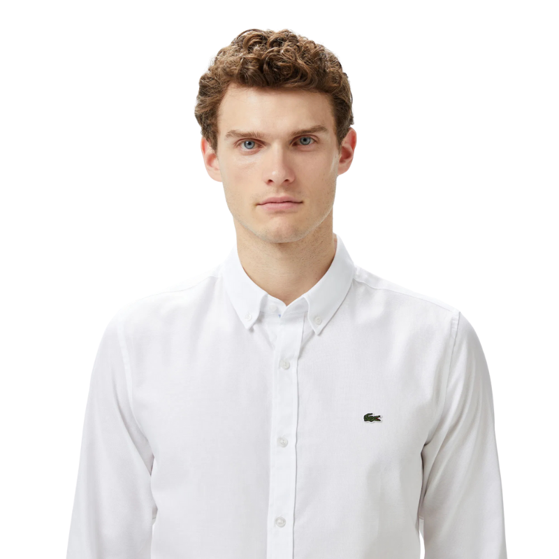 Lacoste Slim Fit Düğmeli Yaka Beyaz Gömlek 