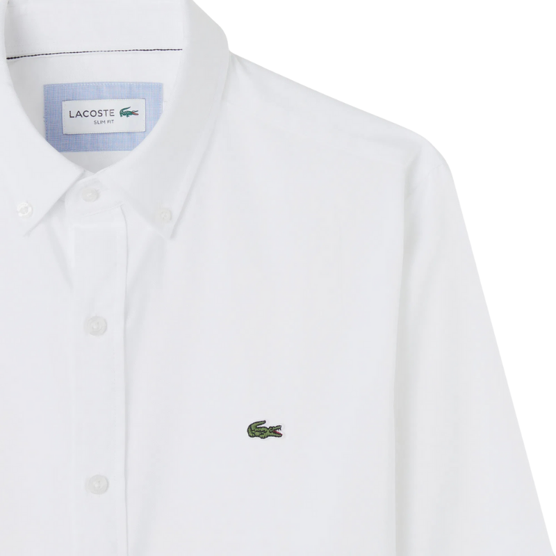 Lacoste Slim Fit Düğmeli Yaka Beyaz Gömlek 