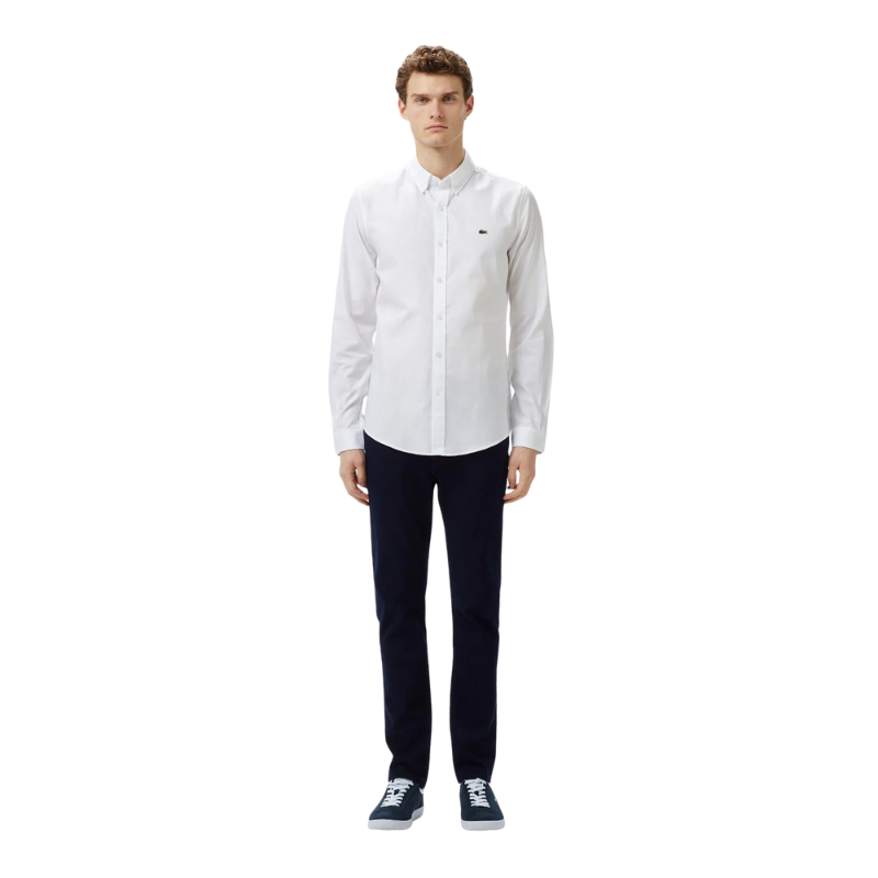 Lacoste Slim Fit Düğmeli Yaka Beyaz Gömlek 