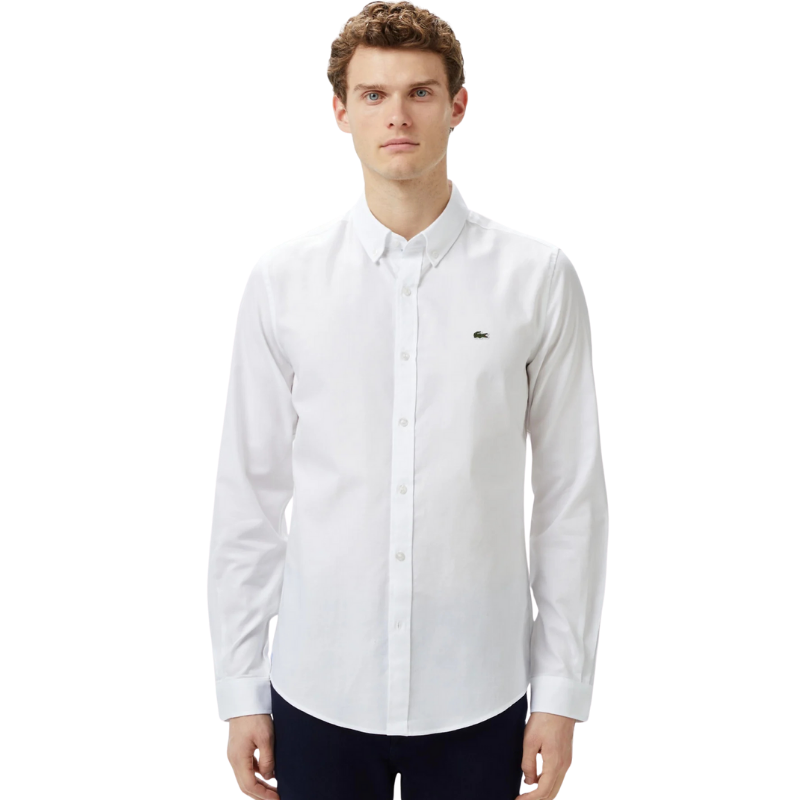 Lacoste Slim Fit Düğmeli Yaka Beyaz Gömlek 