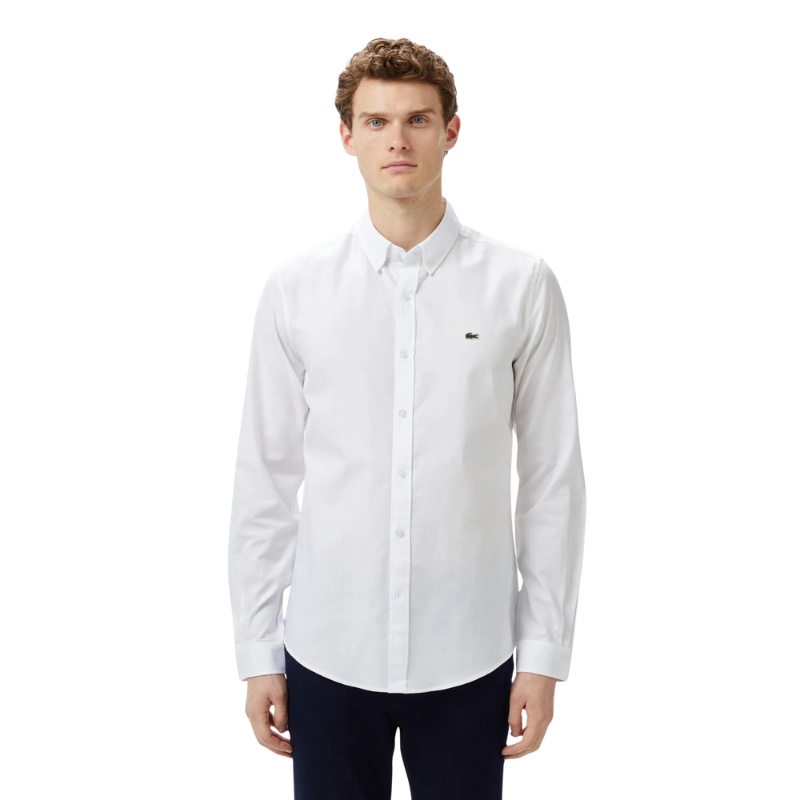 Lacoste Slim Fit Düğmeli Yaka Beyaz Gömlek 