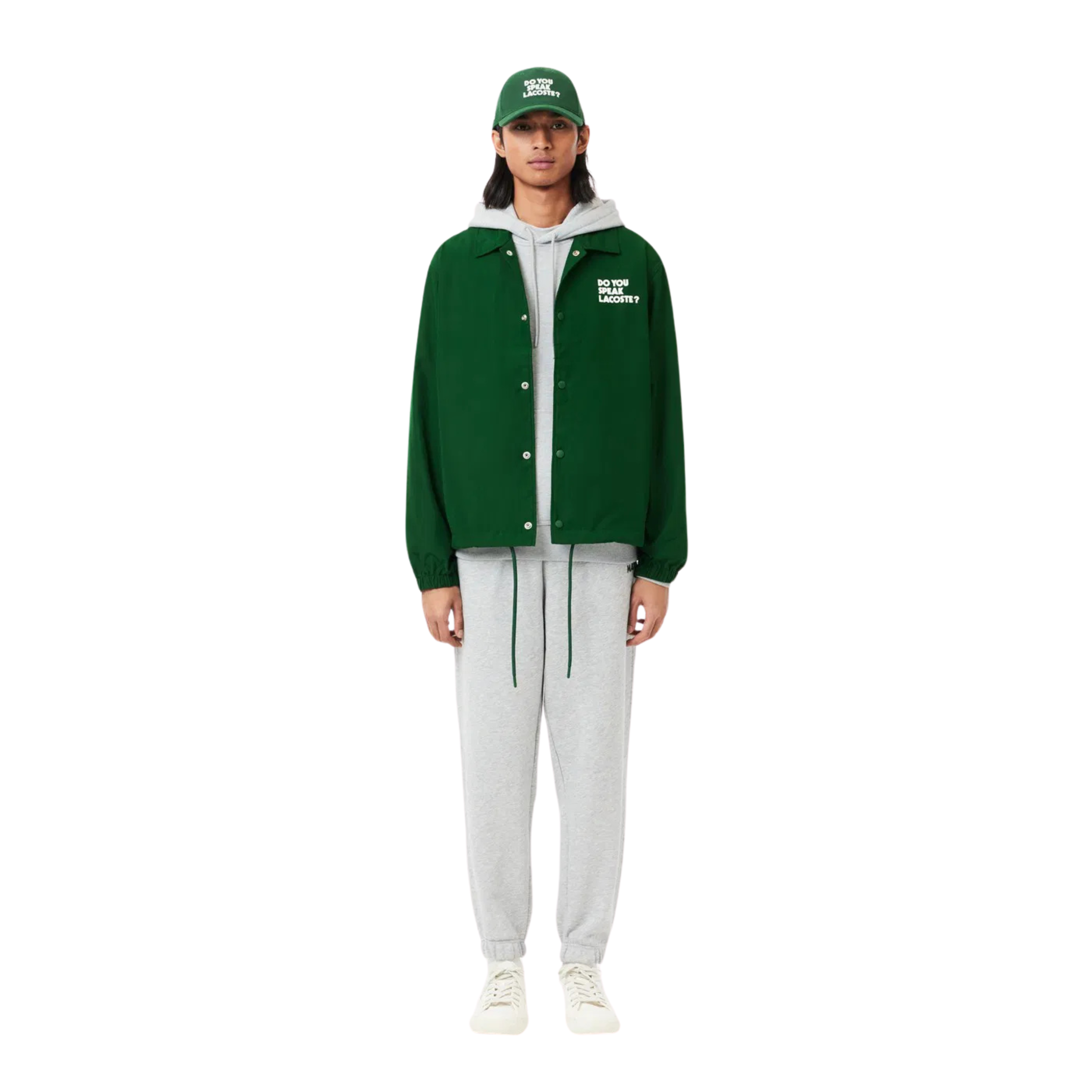 Lacoste Unisex Polo Yaka Baskılı Yeşil Ceket BH0123.132
