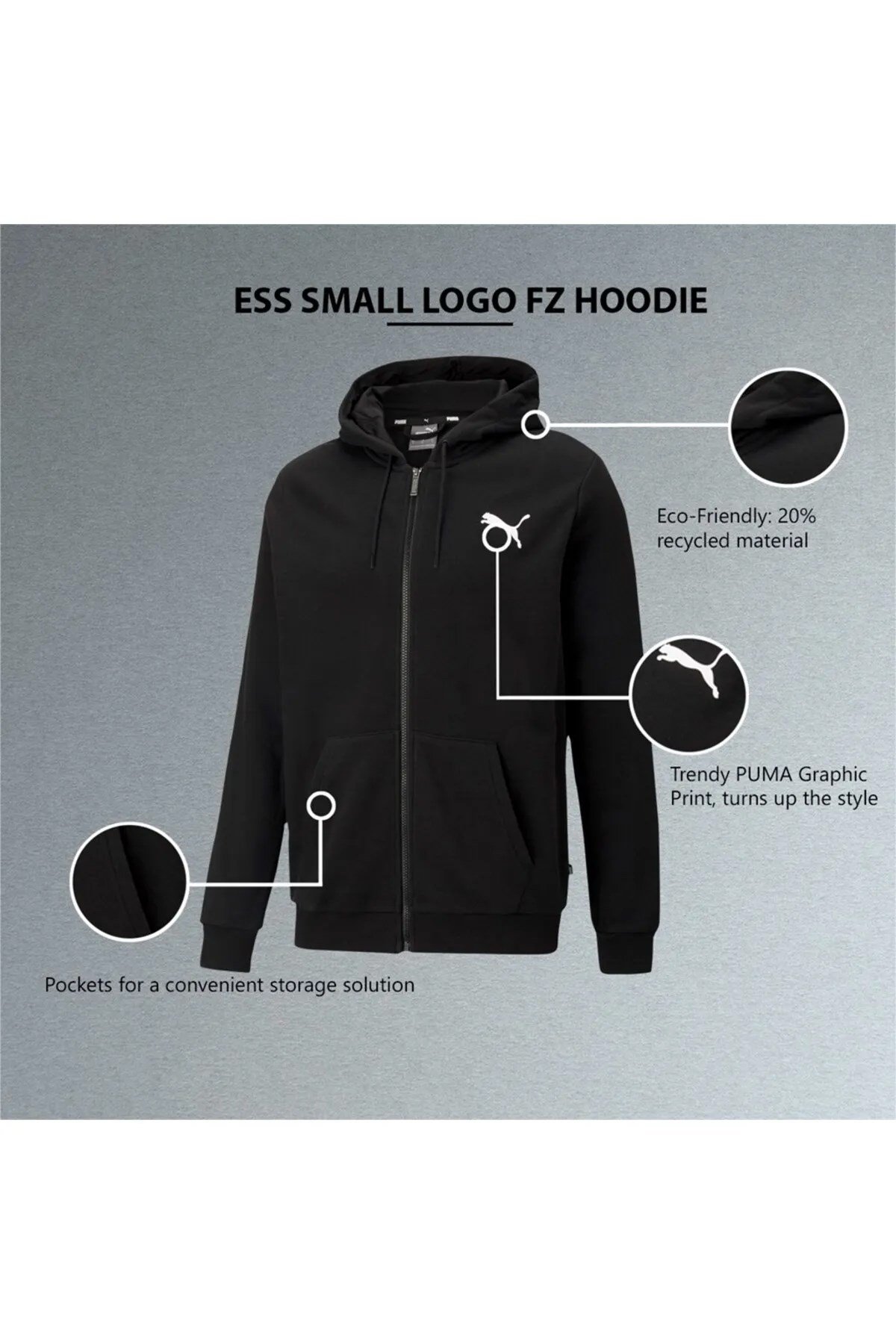 Puma Erkek Kapşonlu Sweat Ceket Ess Small Logo Fz Hoodie Tr -c 58670451 PUMA 58670451