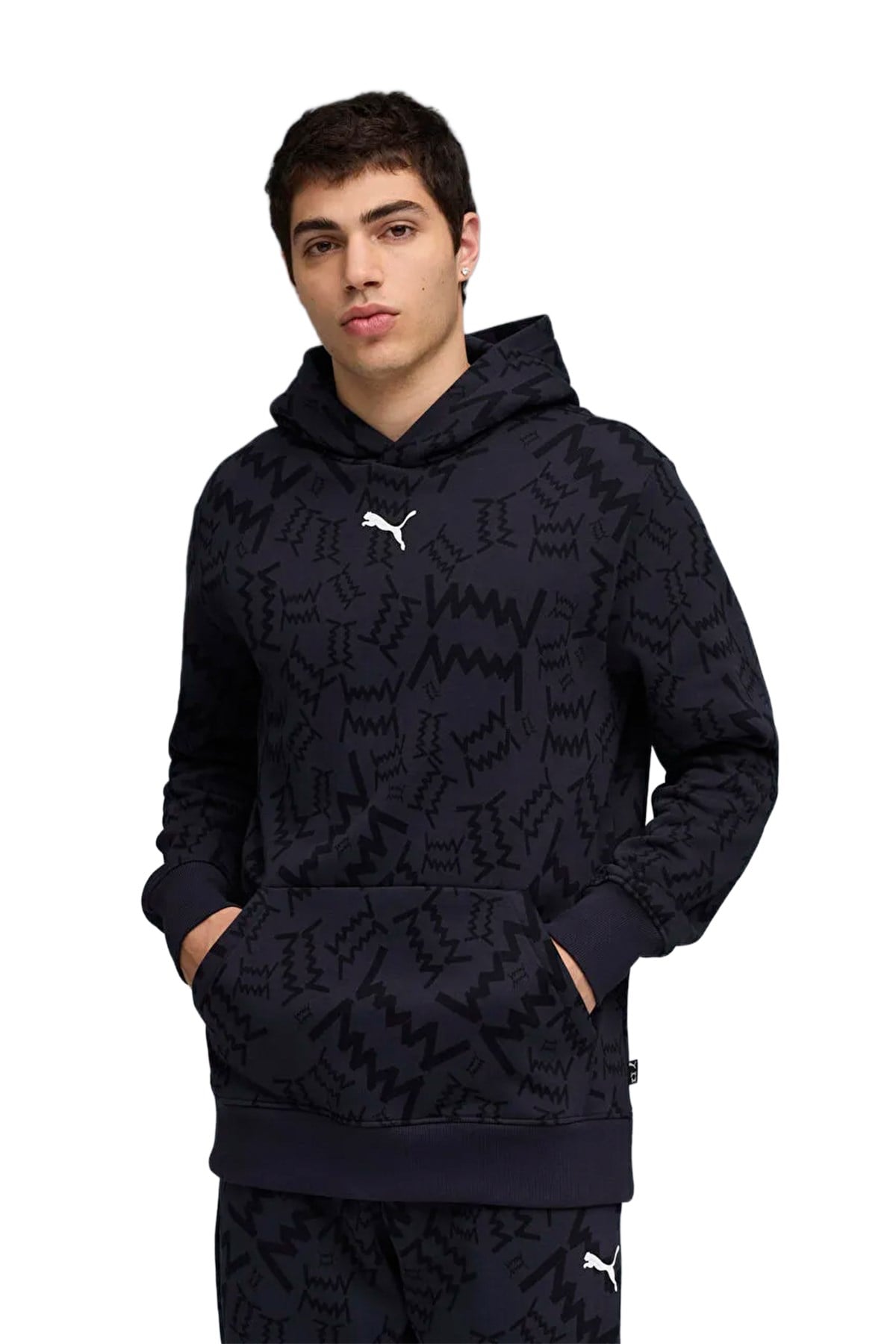 Puma Erkek Kapüşon Regular Fit Baskılı Sweatshirt teamJAWS Post Game Hoodie 68953604 PUMA 68953604