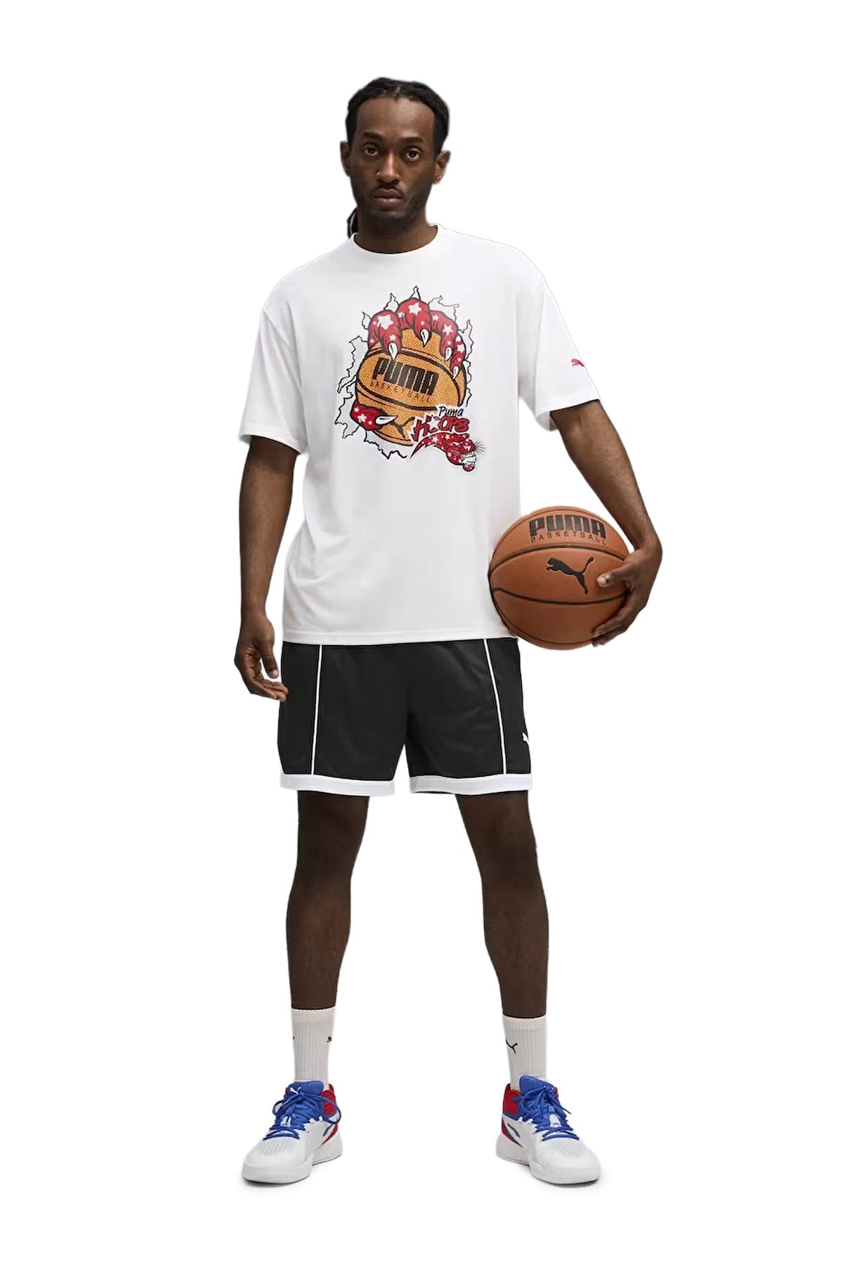 Puma Regular Fit Baskılı Erkek T-Shirt Hoopaverse Tee 3 63289101 PUMA 63289101